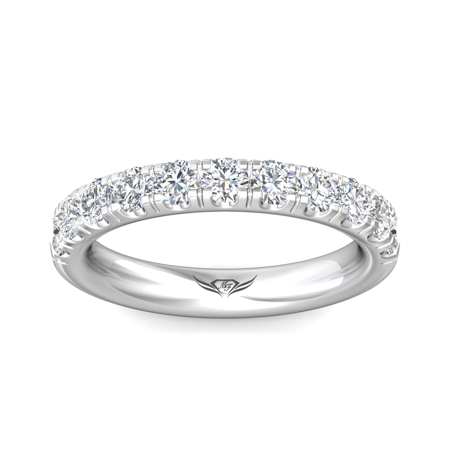 14K White Gold Diamond Wedding Band