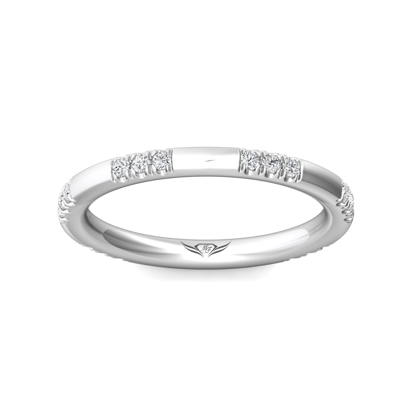 18K White Gold Diamond Wedding Band