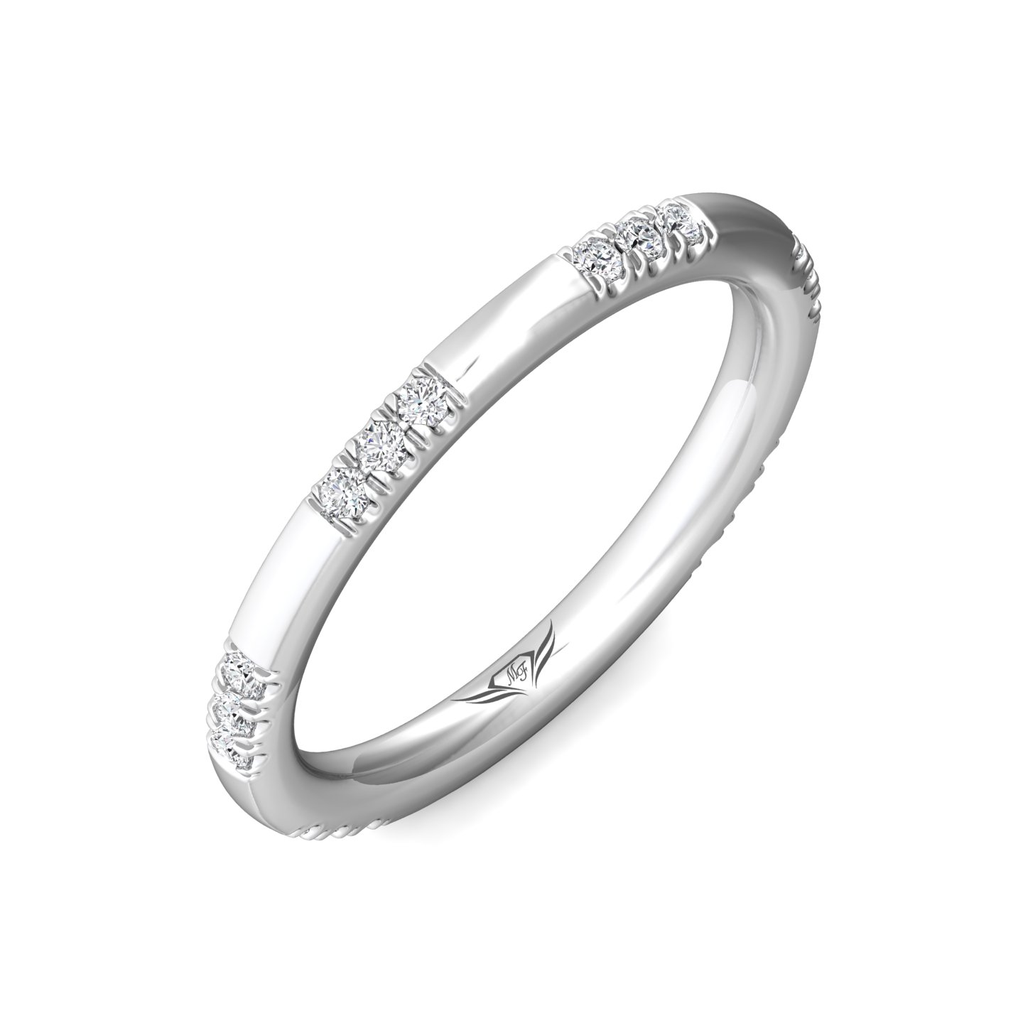 18K White Gold Diamond Wedding Band