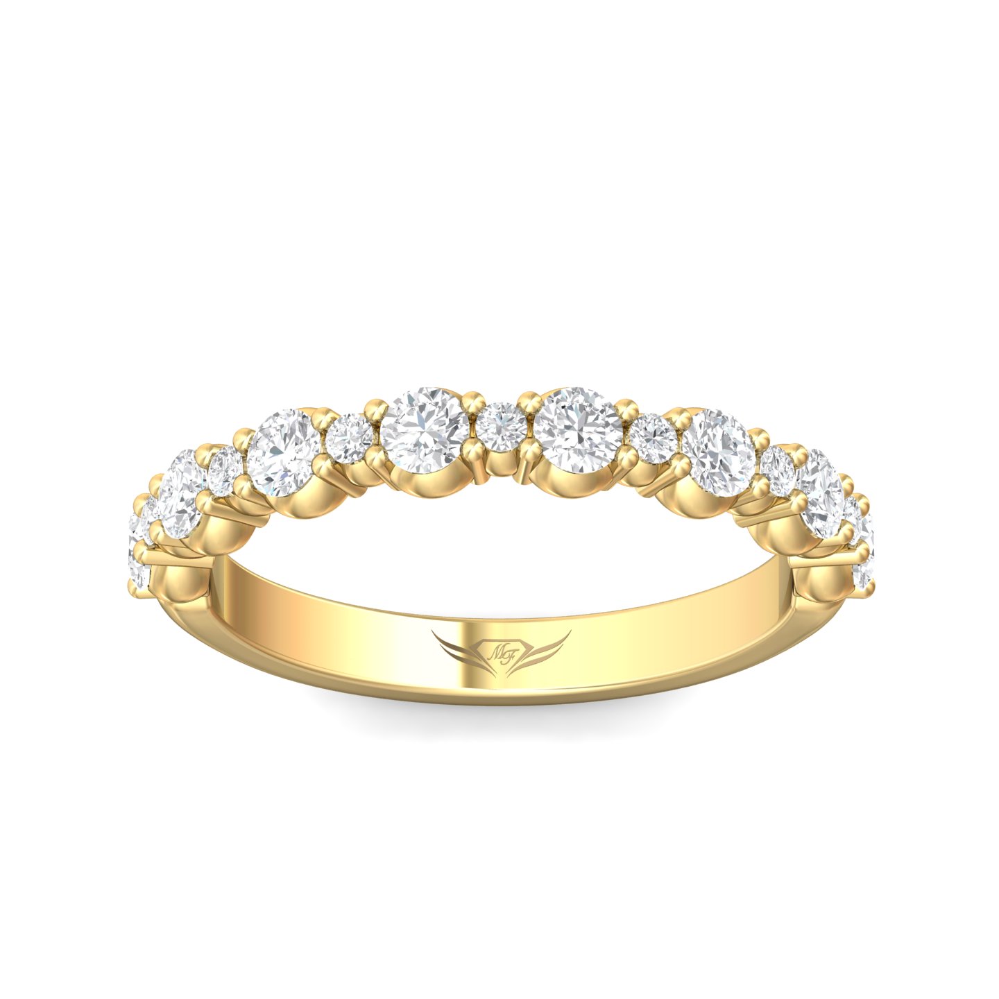 14K Yellow Gold Channel/Shared Prong Wedding Band