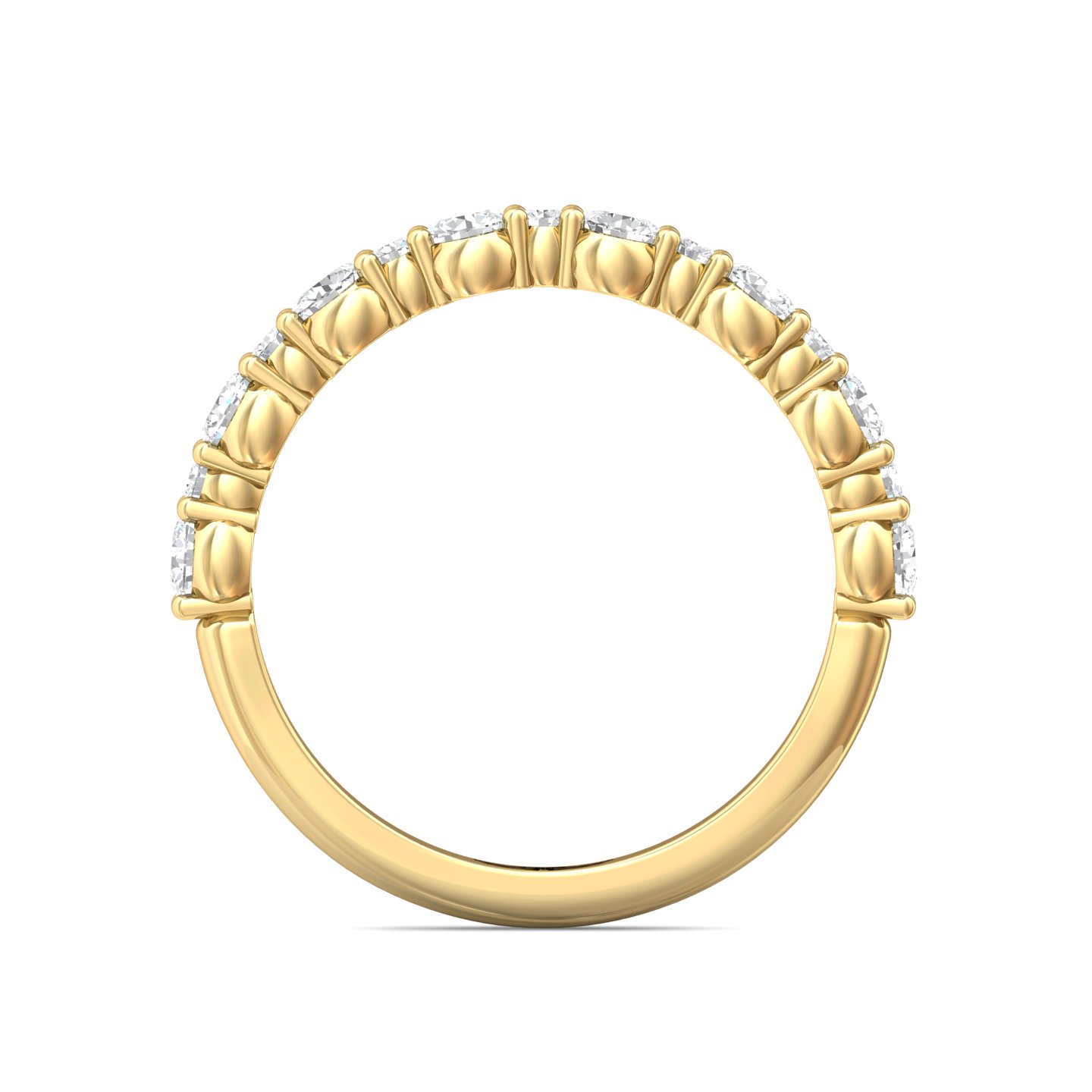 14K Yellow Gold Channel/Shared Prong Wedding Band