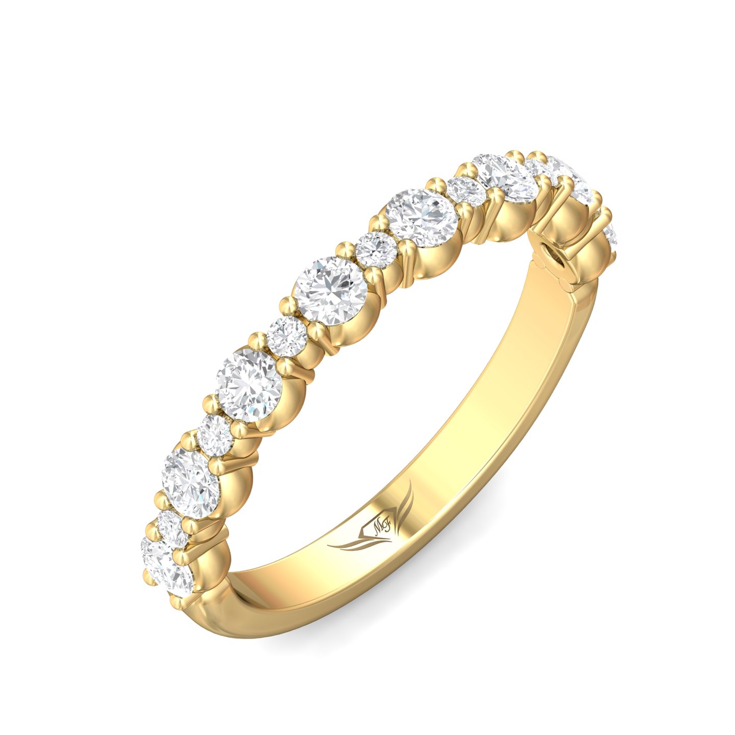 14K Yellow Gold Channel/Shared Prong Wedding Band
