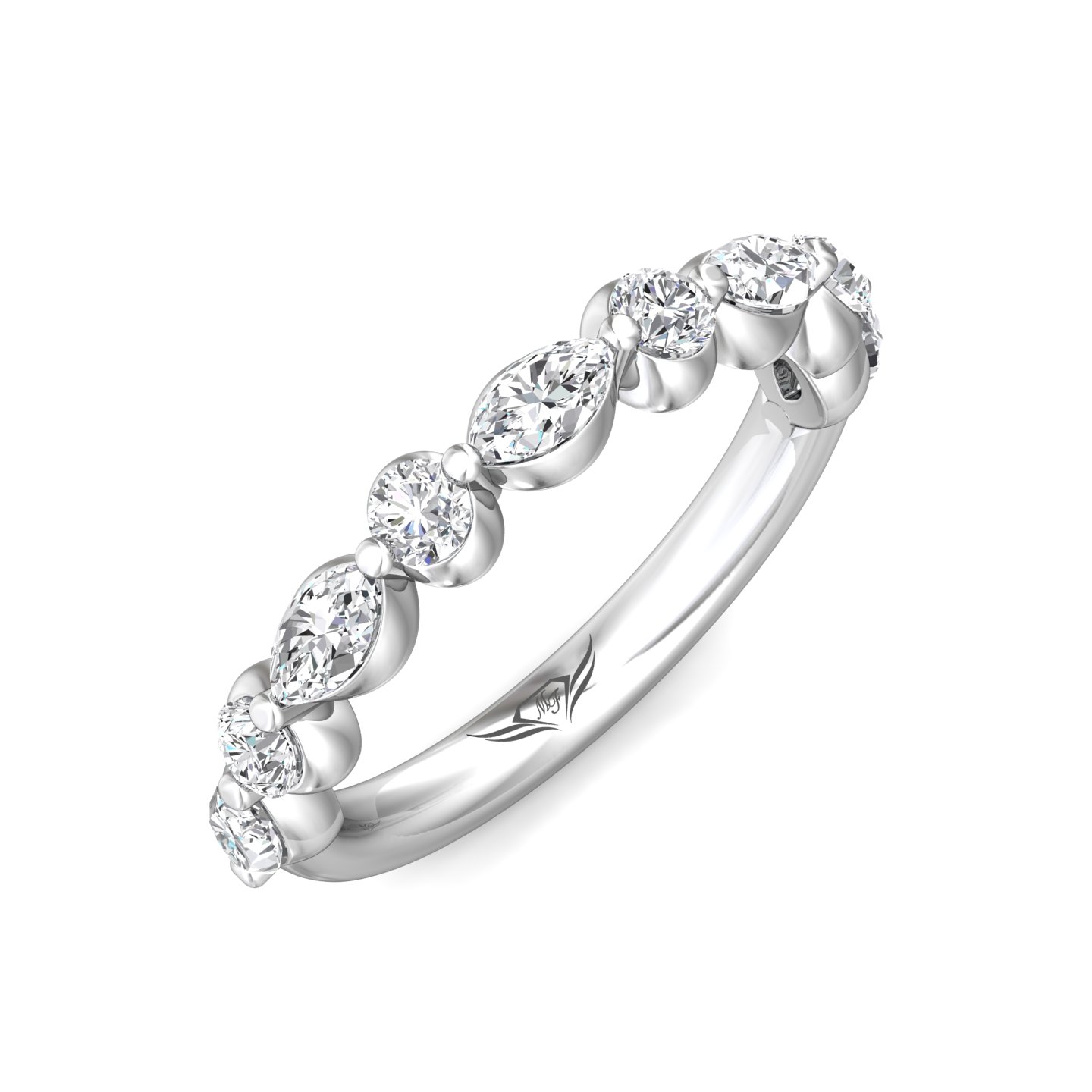 18K White Gold Diamond Wedding Band