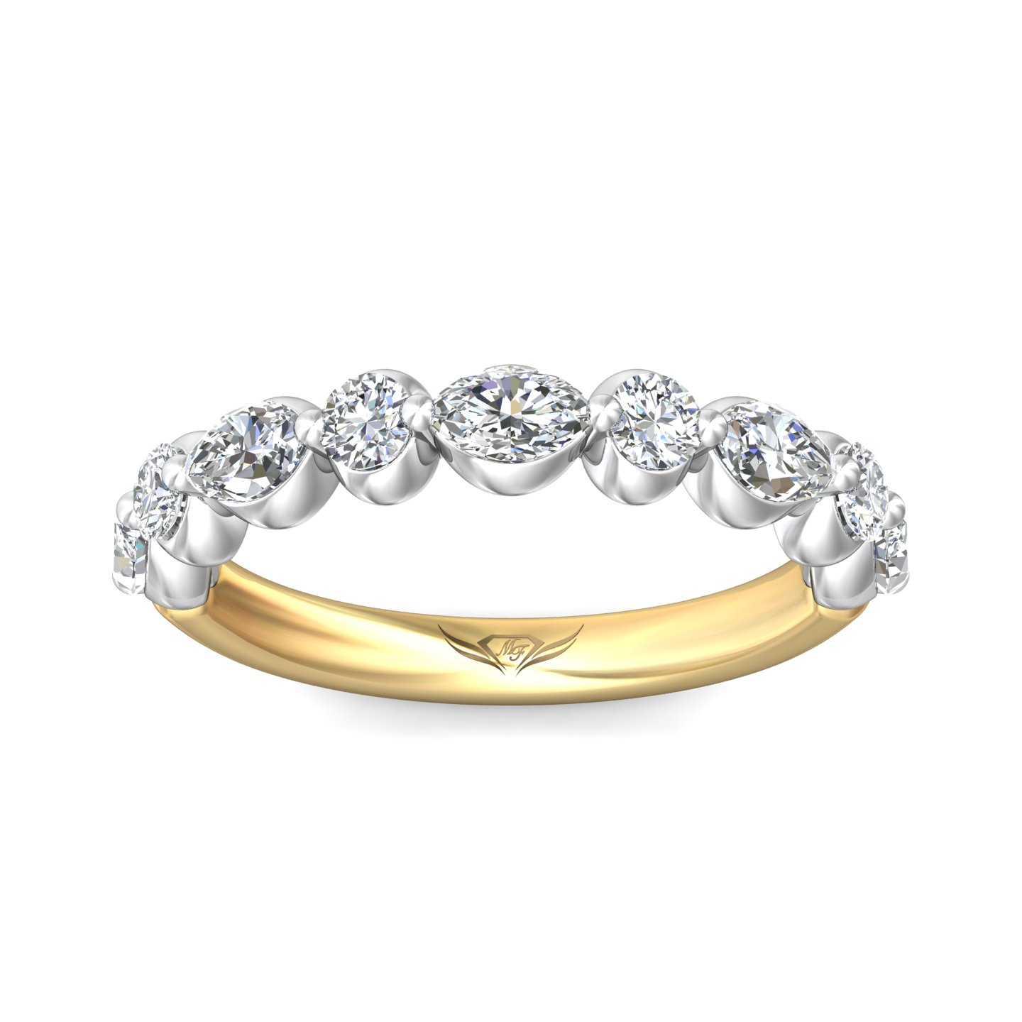 18K Yellow Gold and Platinum Diamond Wedding Band