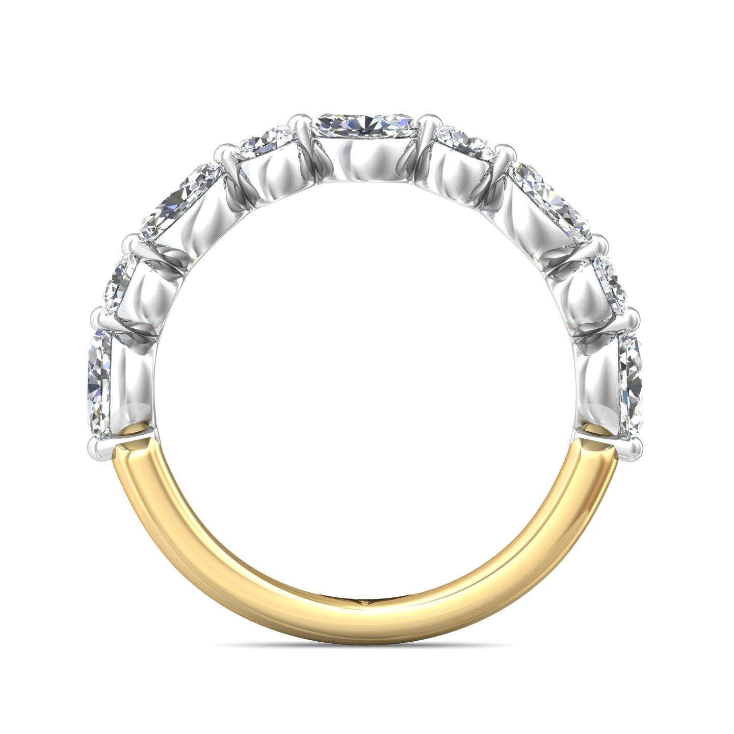 18K Yellow Gold and Platinum Diamond Wedding Band