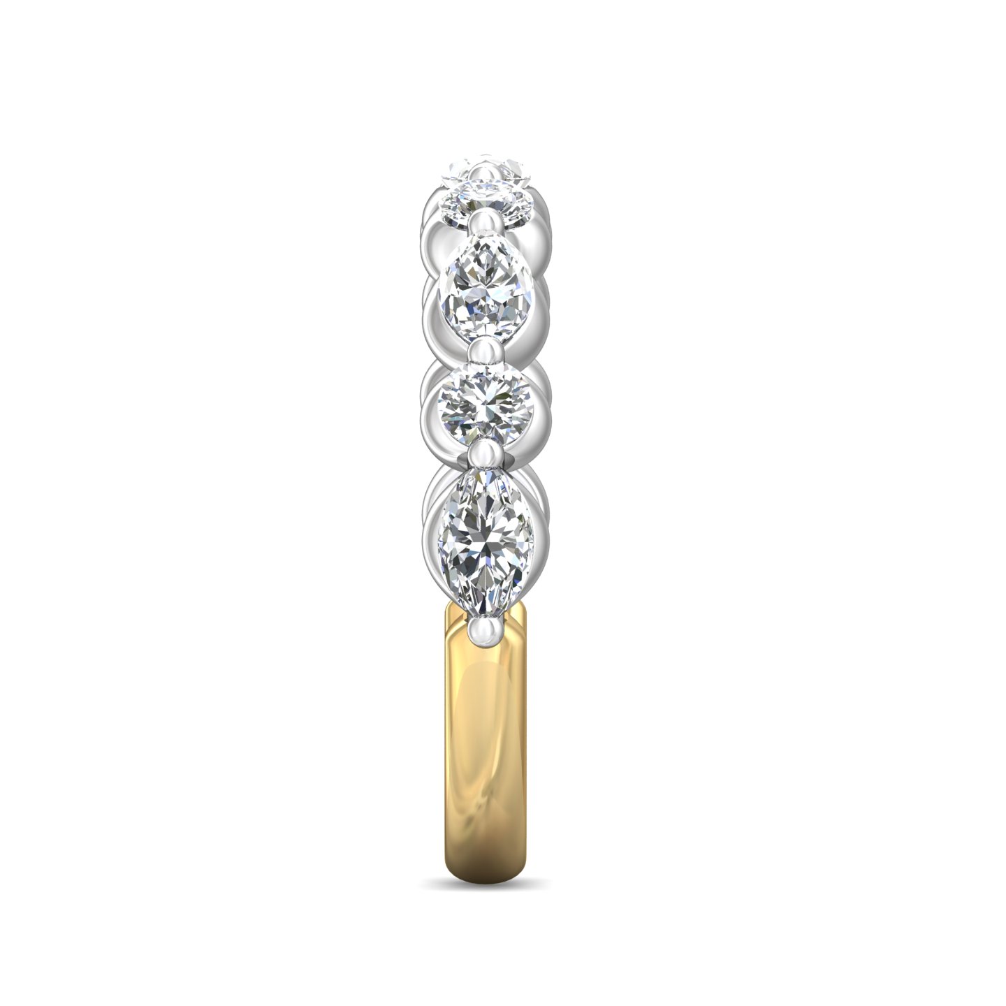 18K Yellow Gold and Platinum Diamond Wedding Band