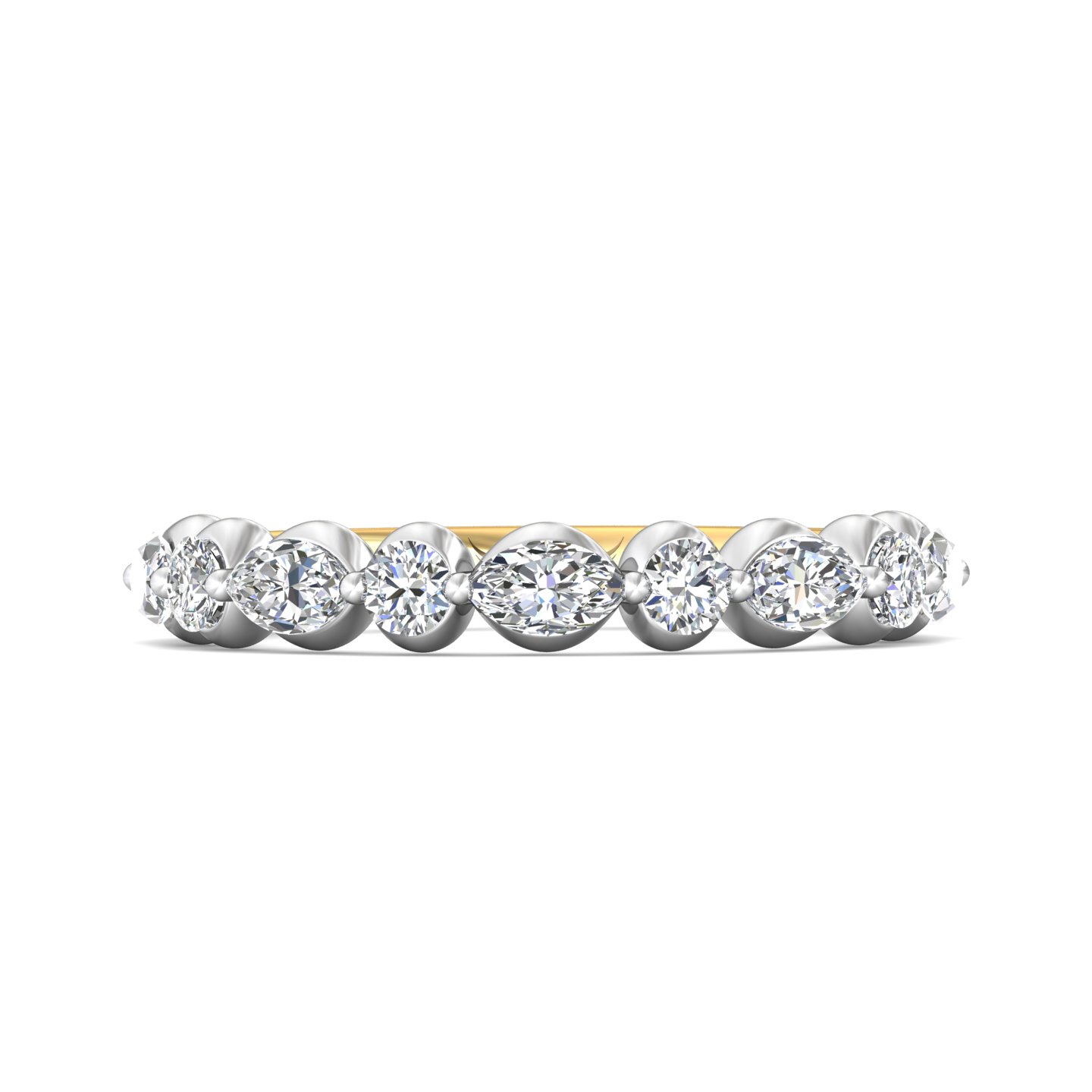 18K Yellow Gold and Platinum Diamond Wedding Band