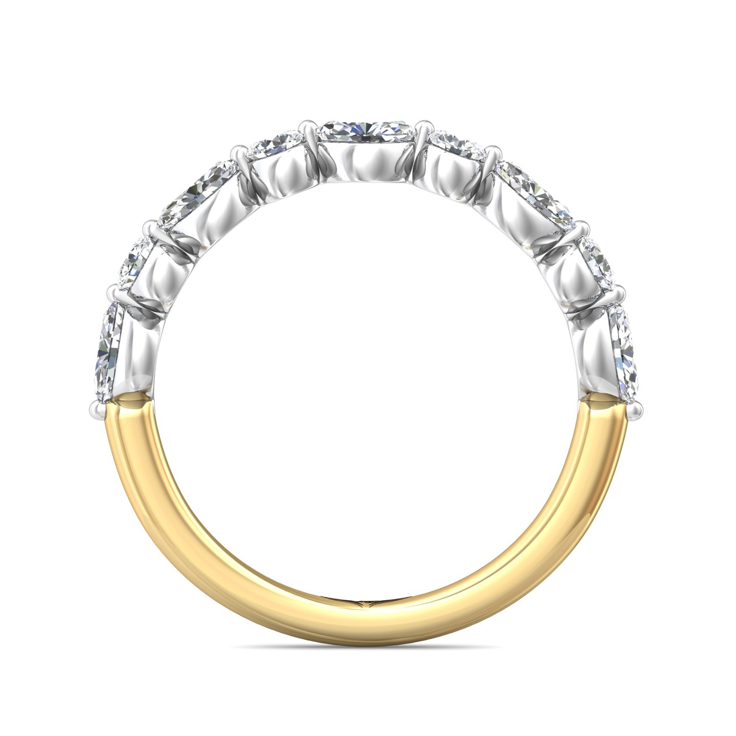 18K Yellow Gold and Platinum Diamond Wedding Band