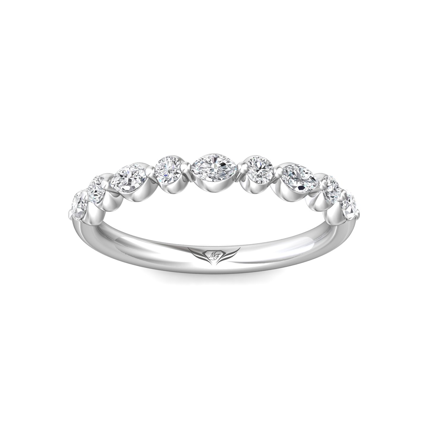 14K White Gold Diamond Wedding Band