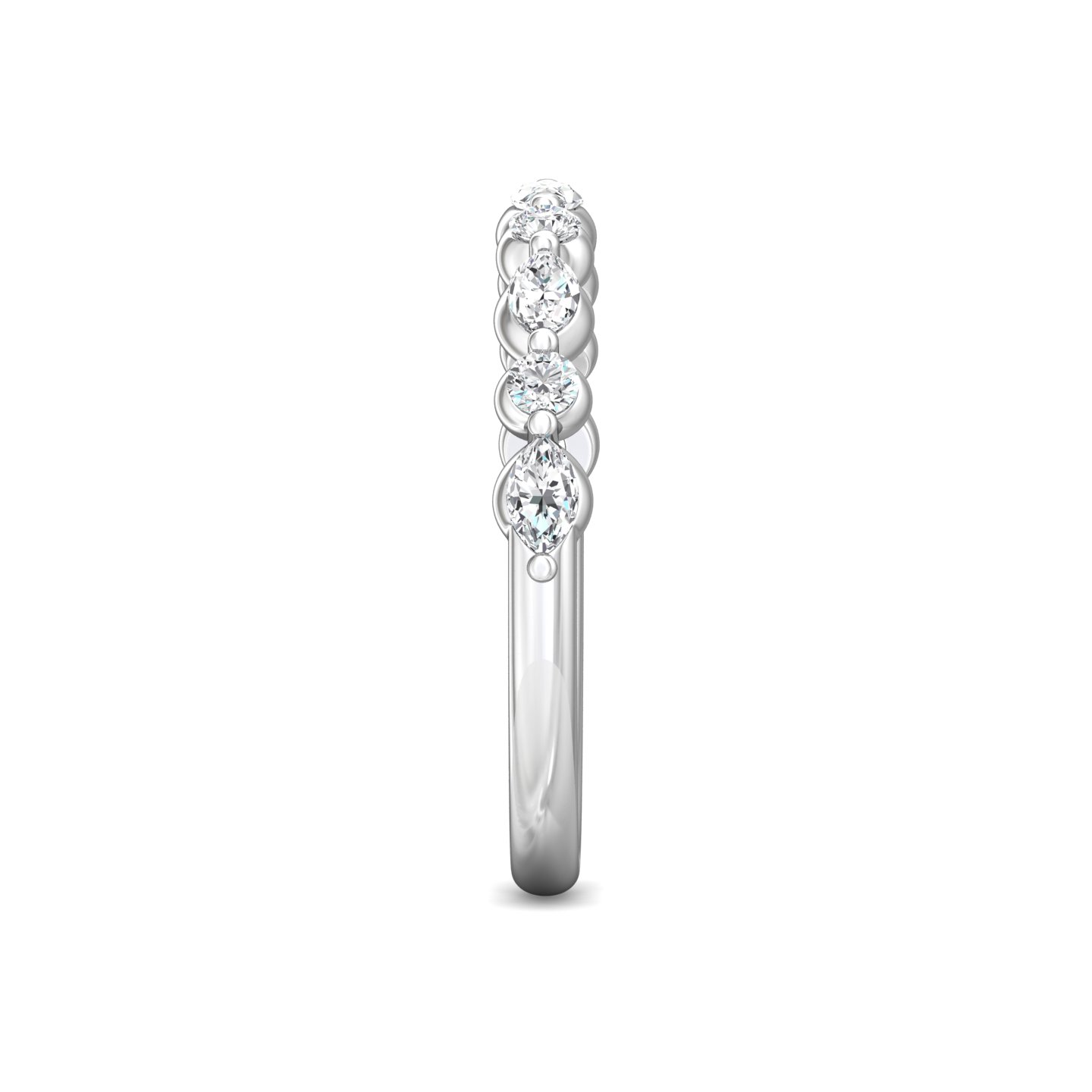 14K White Gold Diamond Wedding Band