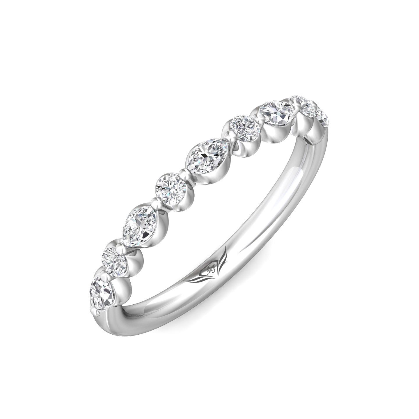 14K White Gold Diamond Wedding Band