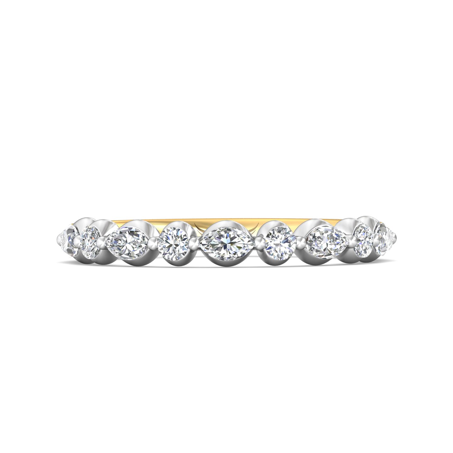 14K Yellow Gold and Platinum Diamond Wedding Band