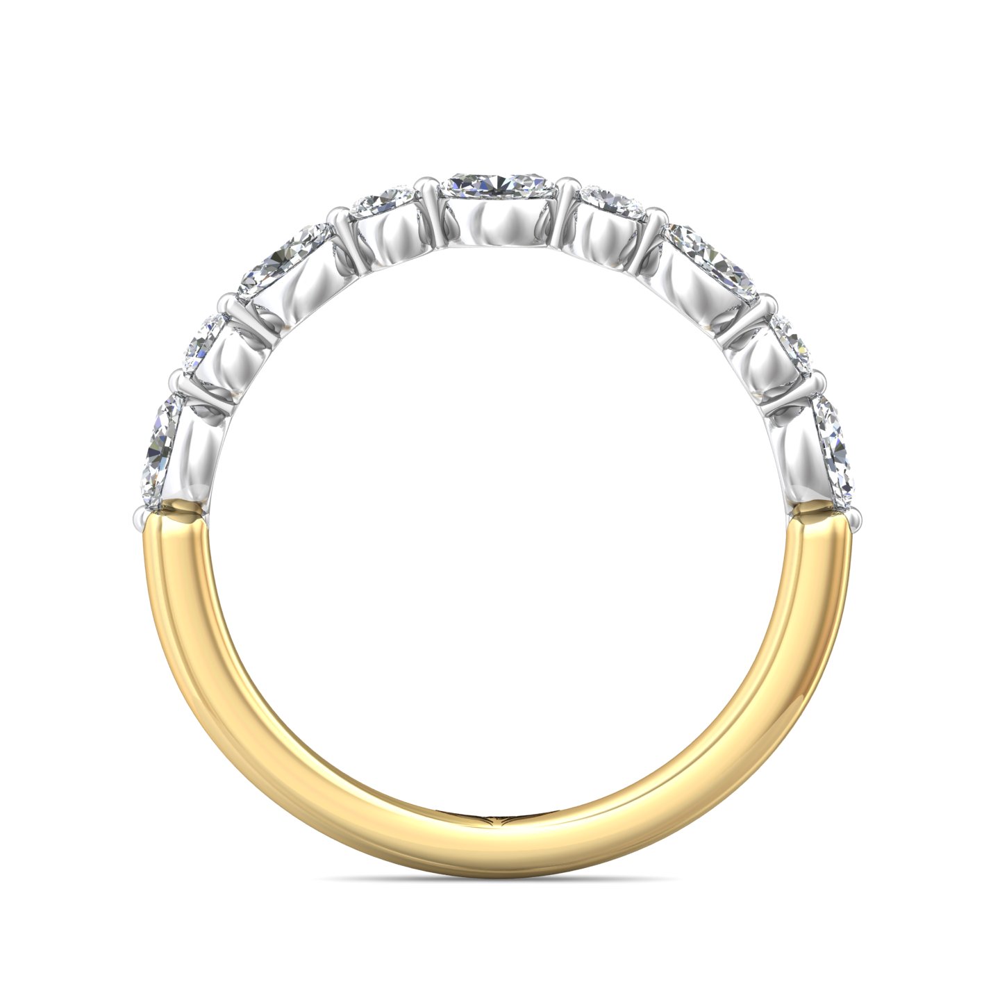 14K Yellow Gold and Platinum Diamond Wedding Band