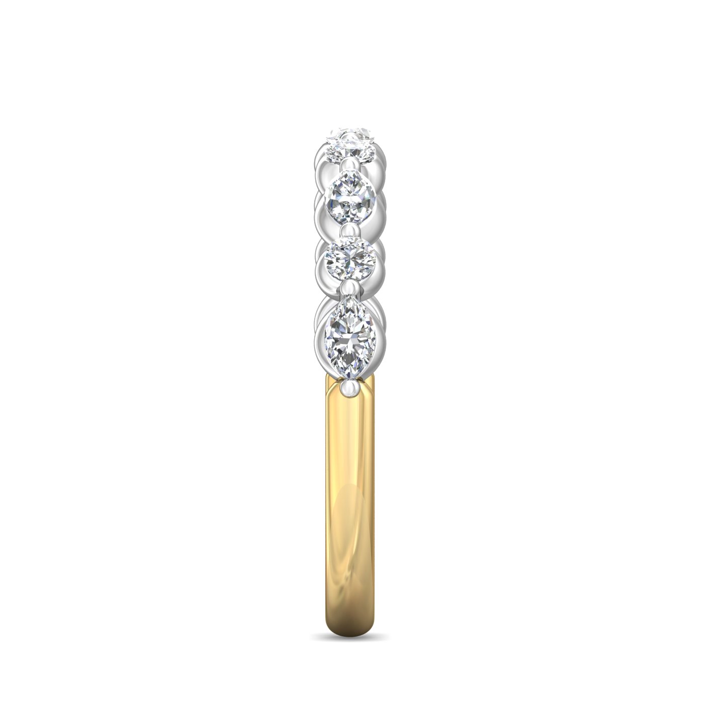 14K Yellow Gold and Platinum Diamond Wedding Band