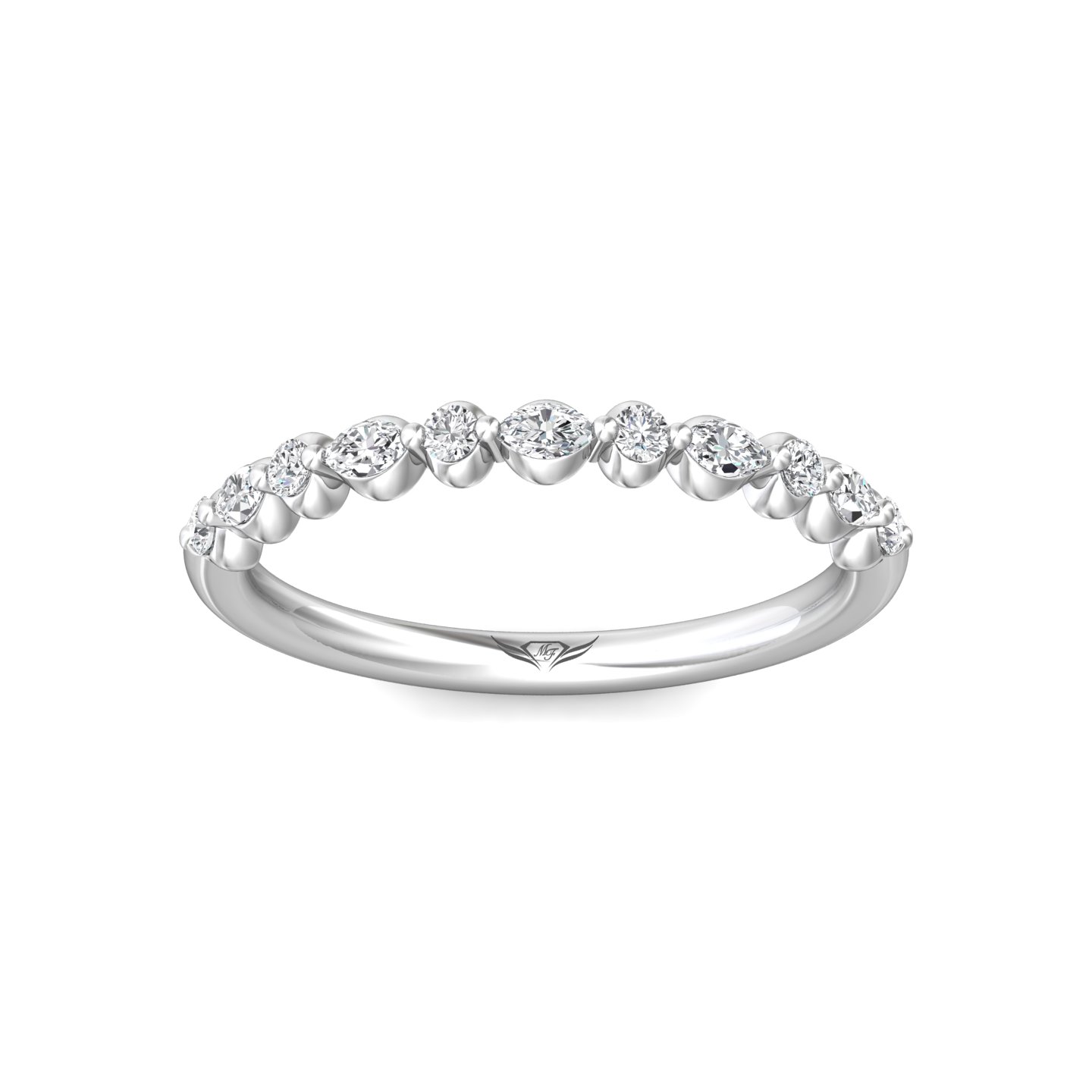 18K White Gold and Platinum Diamond Wedding Band