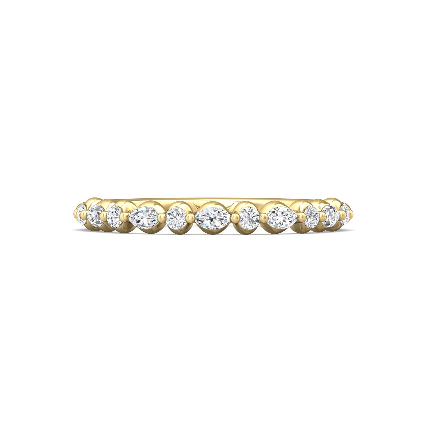 18K White and Yellow Gold Diamond Wedding Band
