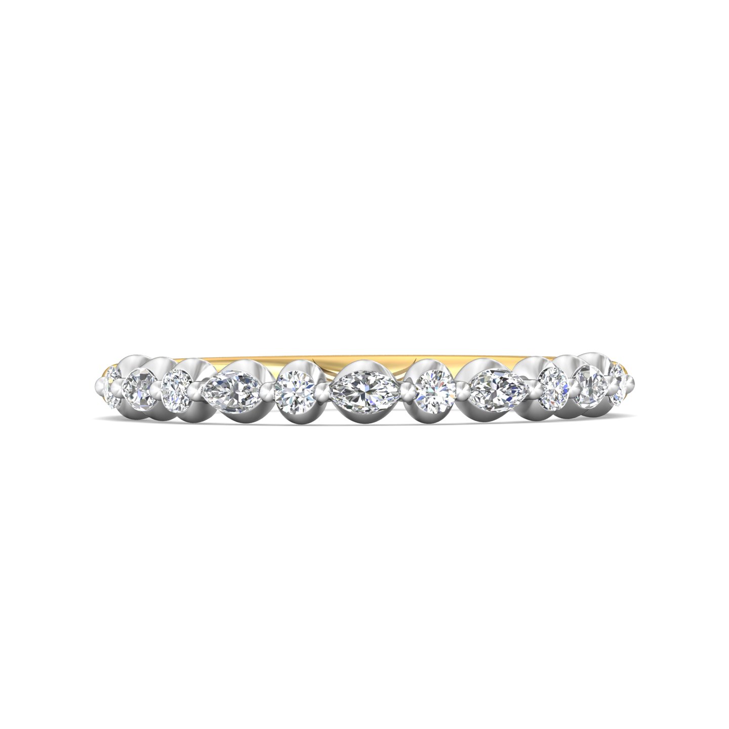 18K White and Yellow Gold Diamond Wedding Band