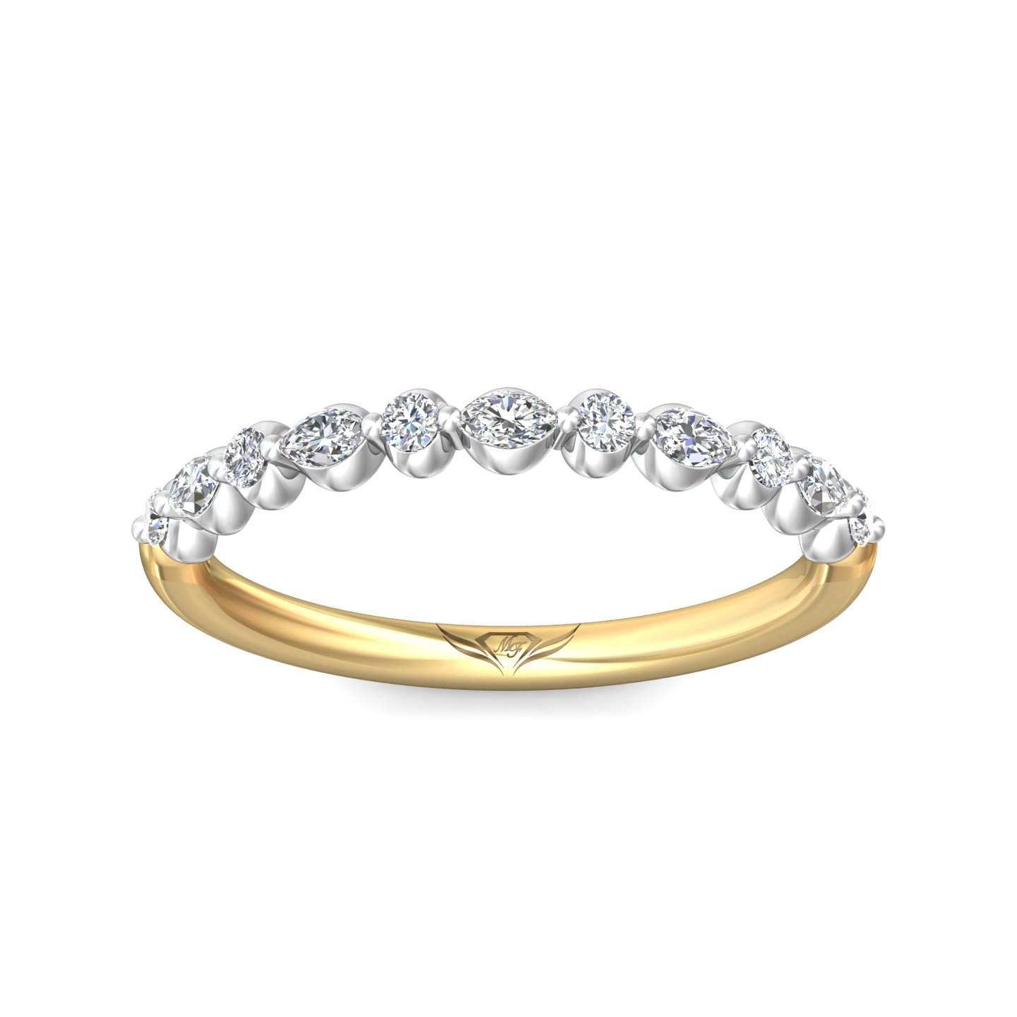 18K White and Yellow Gold Diamond Wedding Band