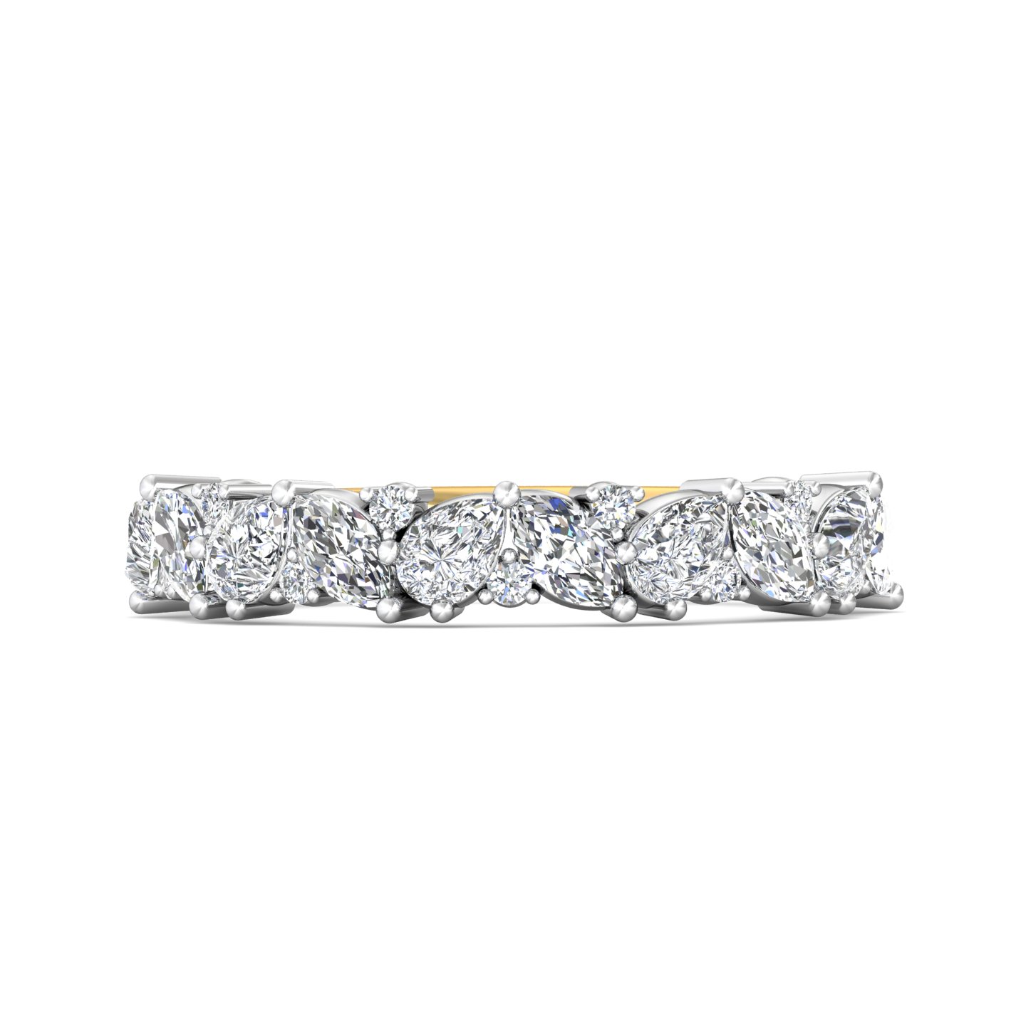 14K Yellow Gold and Platinum Diamond Wedding Band