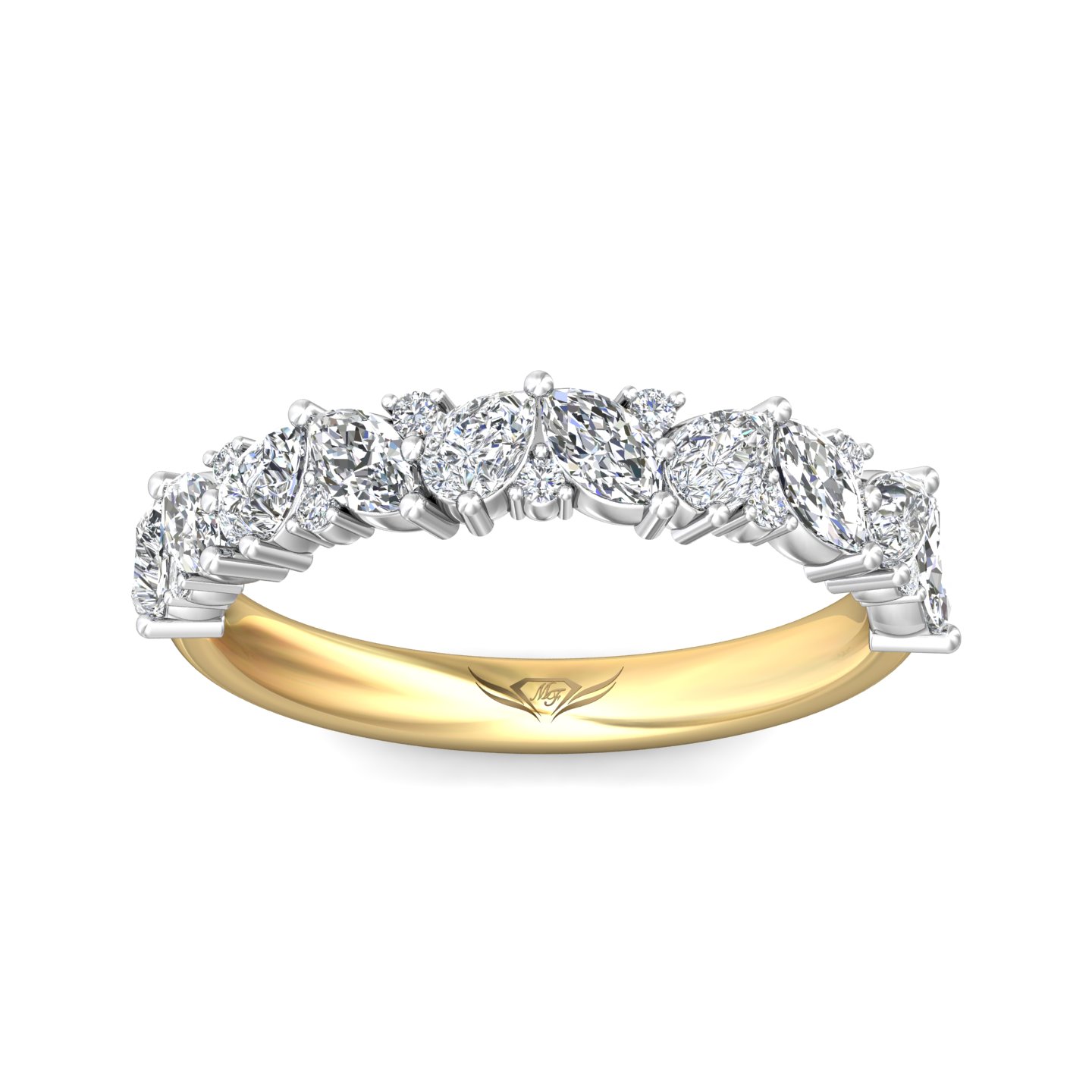 14K Yellow Gold and Platinum Diamond Wedding Band