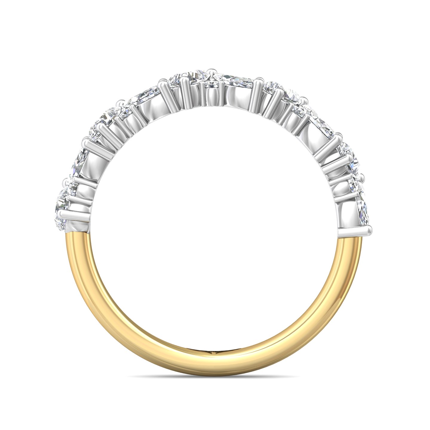 14K Yellow Gold and Platinum Diamond Wedding Band