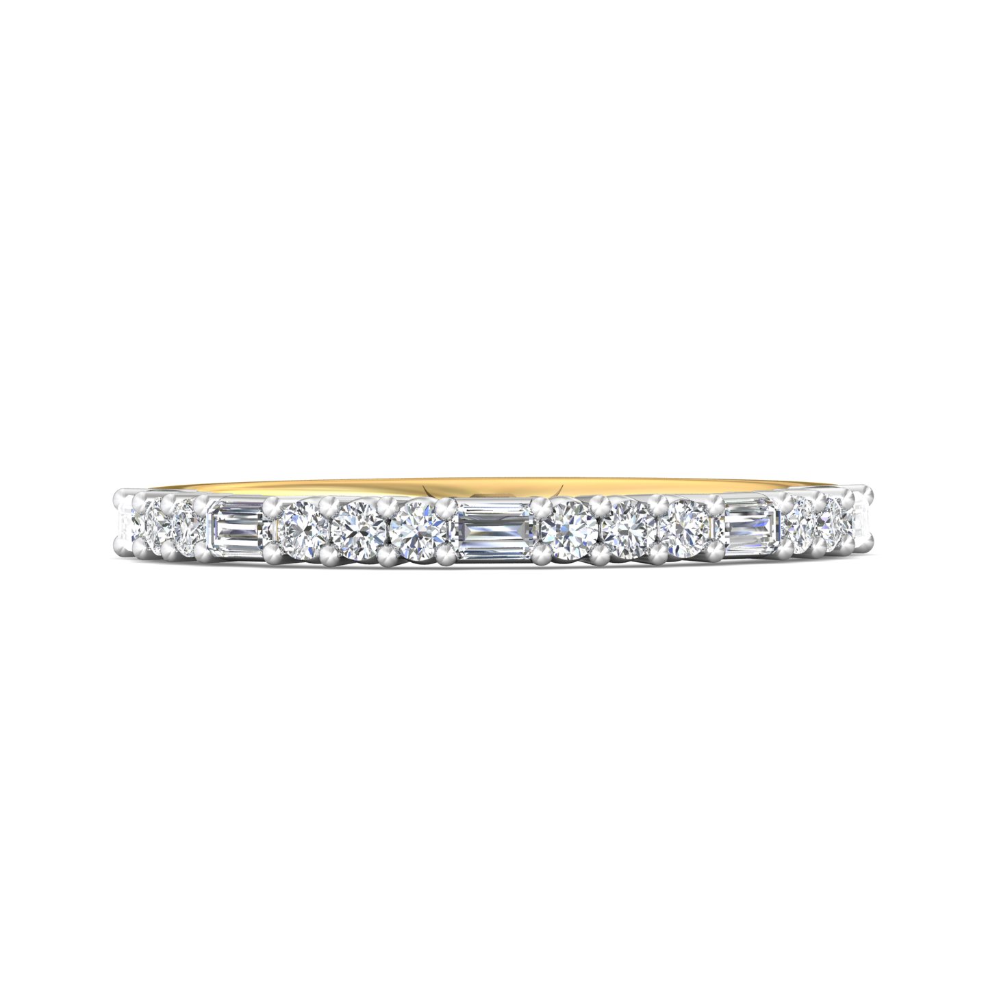 18K White and Yellow Gold Diamond Wedding Band