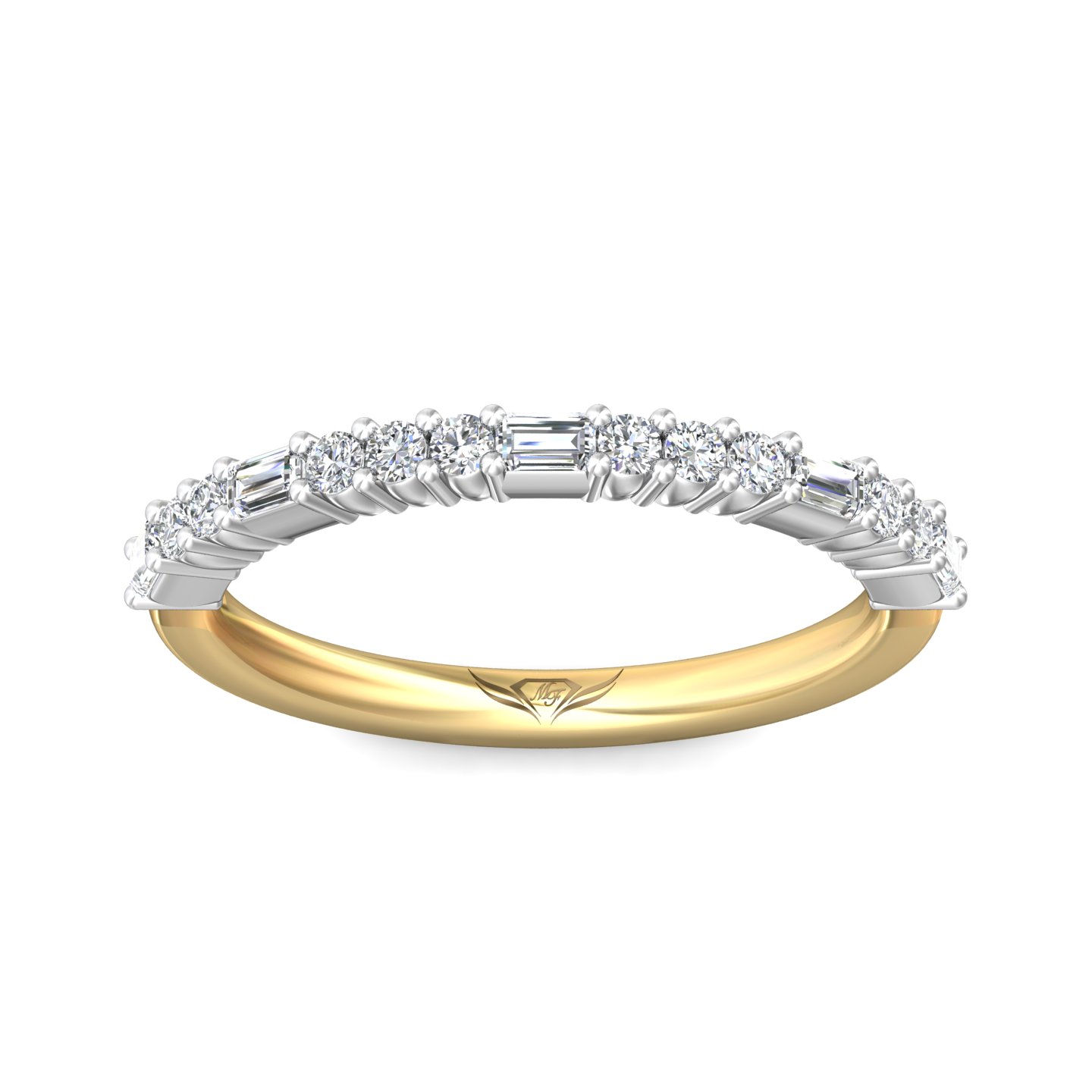 18K White and Yellow Gold Diamond Wedding Band