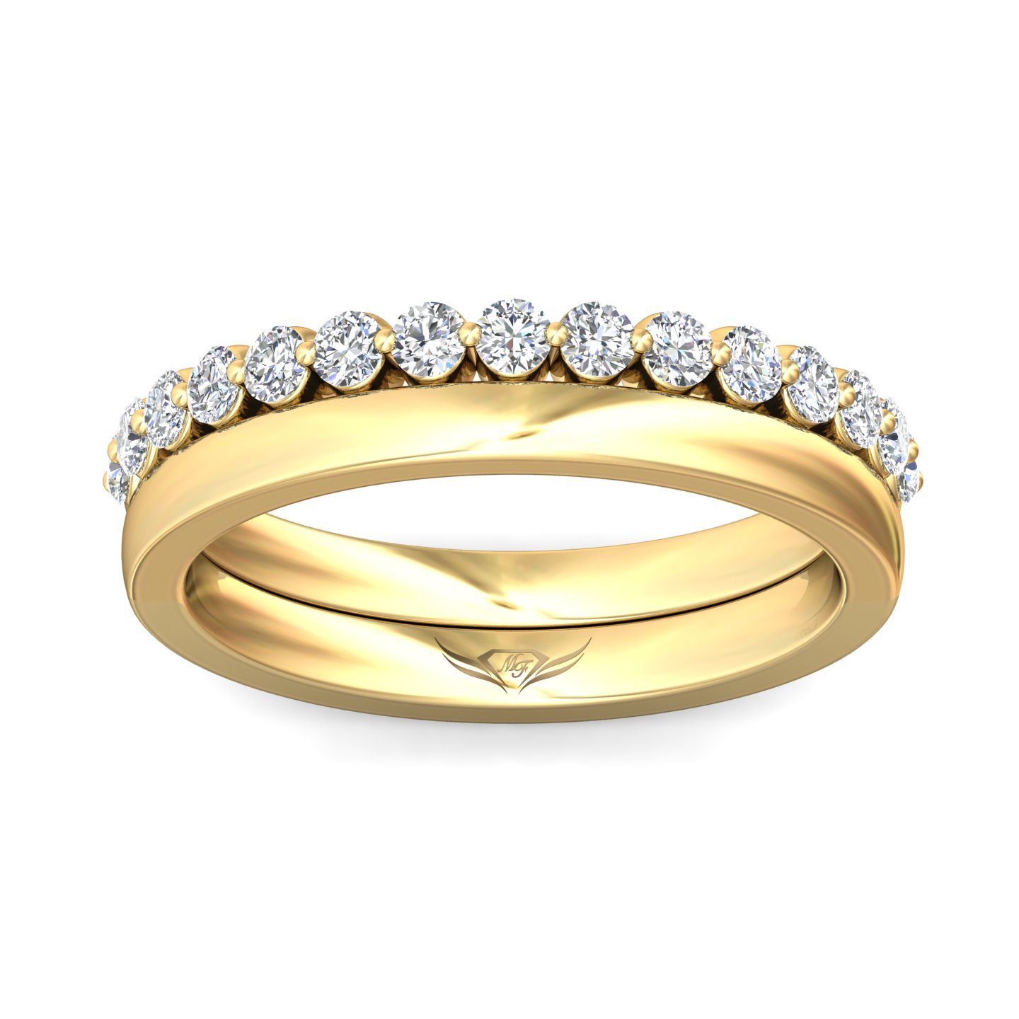 14K Yellow Gold Channel/Shared Prong Wedding Band