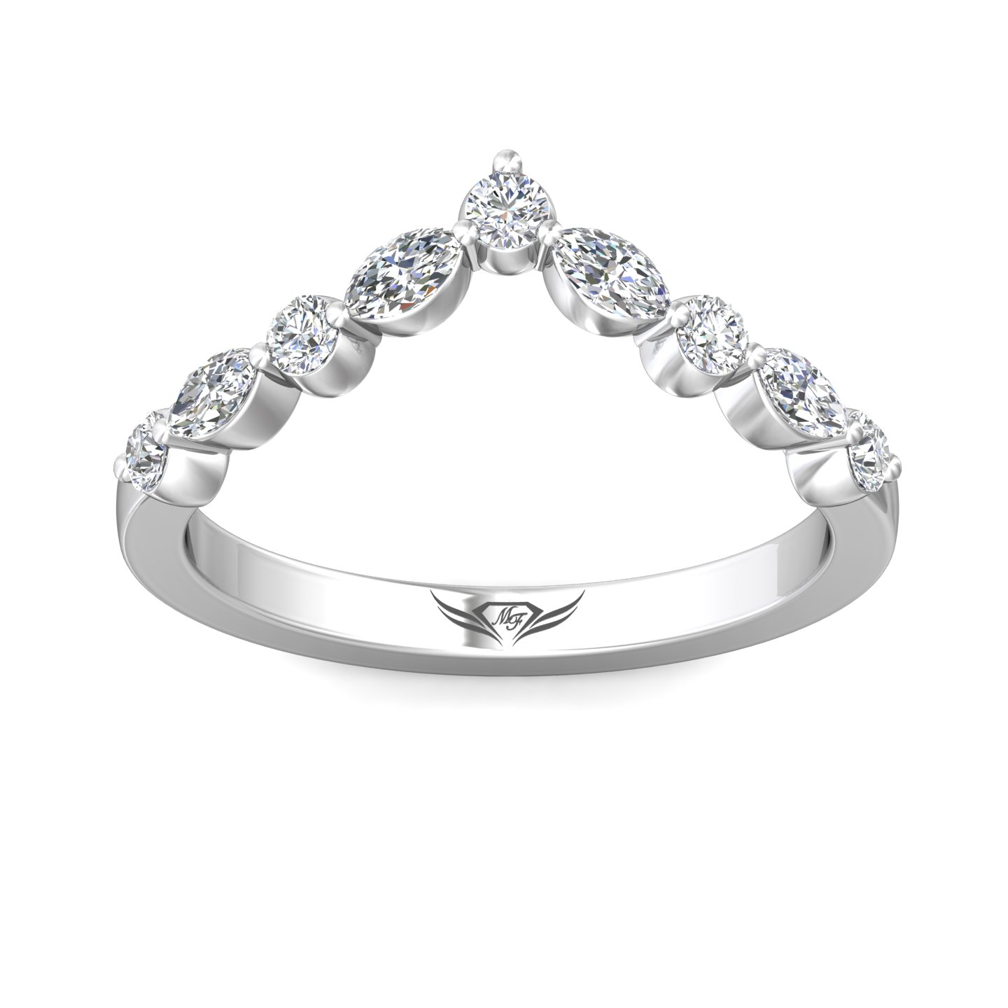 14K White Gold Channel/Shared Prong Wedding Band