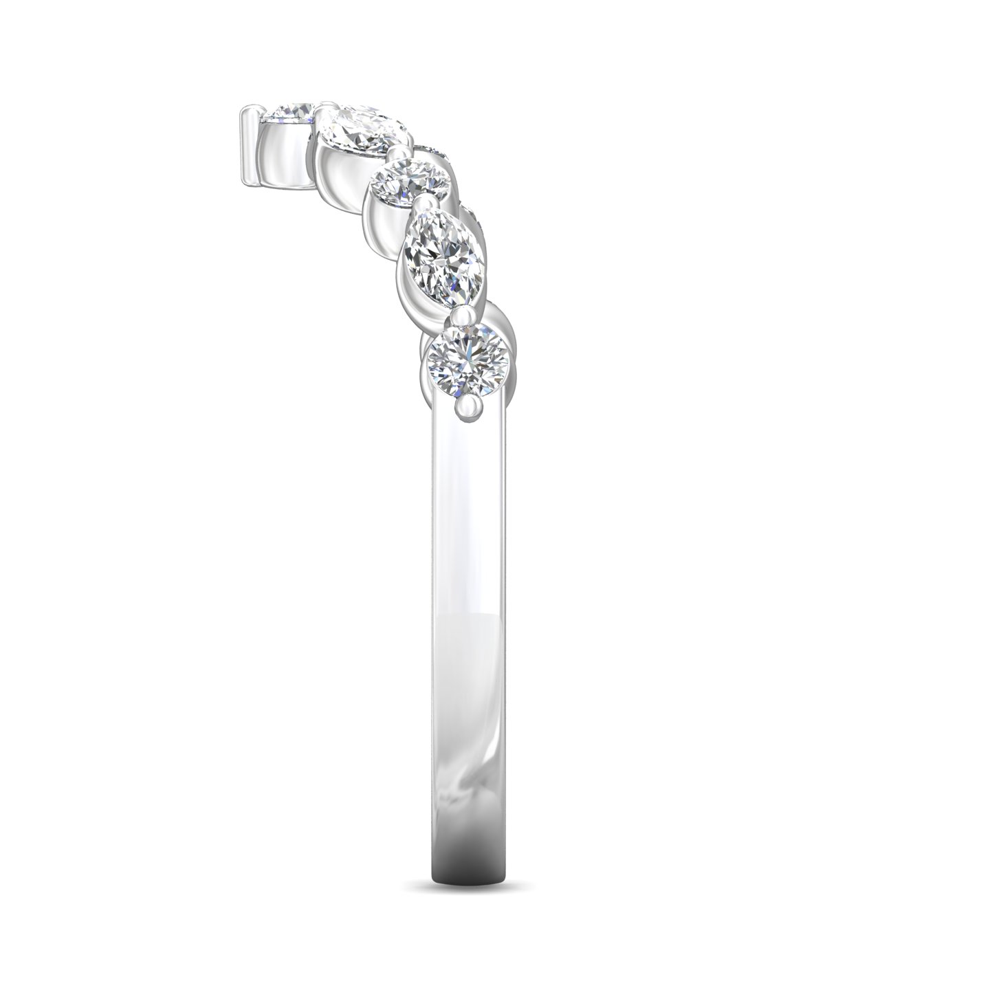 14K White Gold Channel/Shared Prong Wedding Band