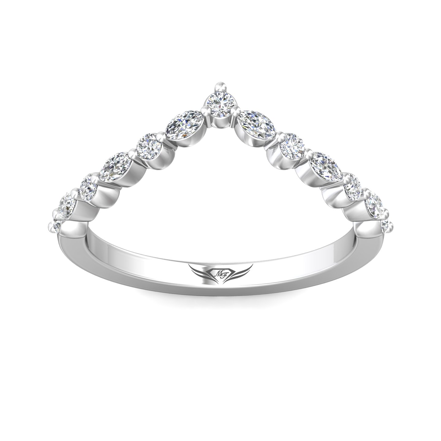 14K White Gold Channel/Shared Prong Wedding Band