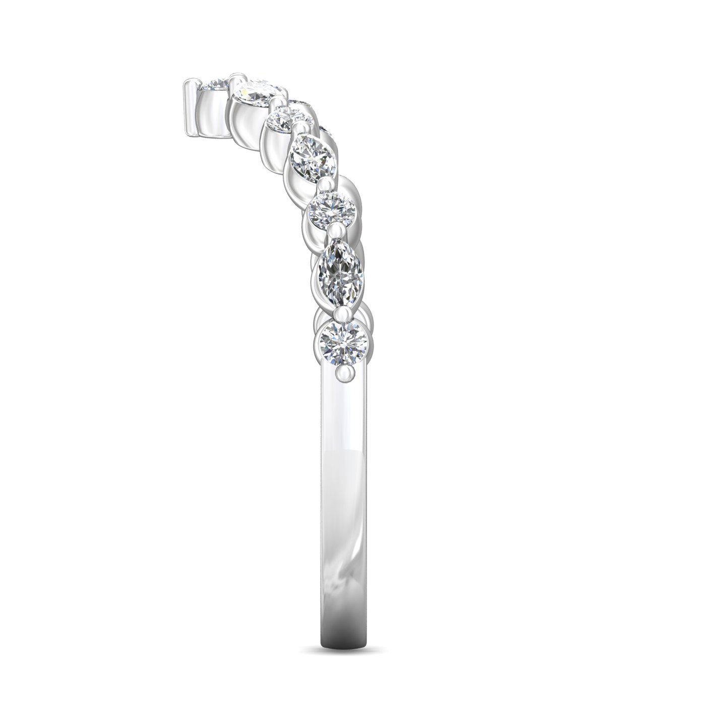 14K White Gold Channel/Shared Prong Wedding Band