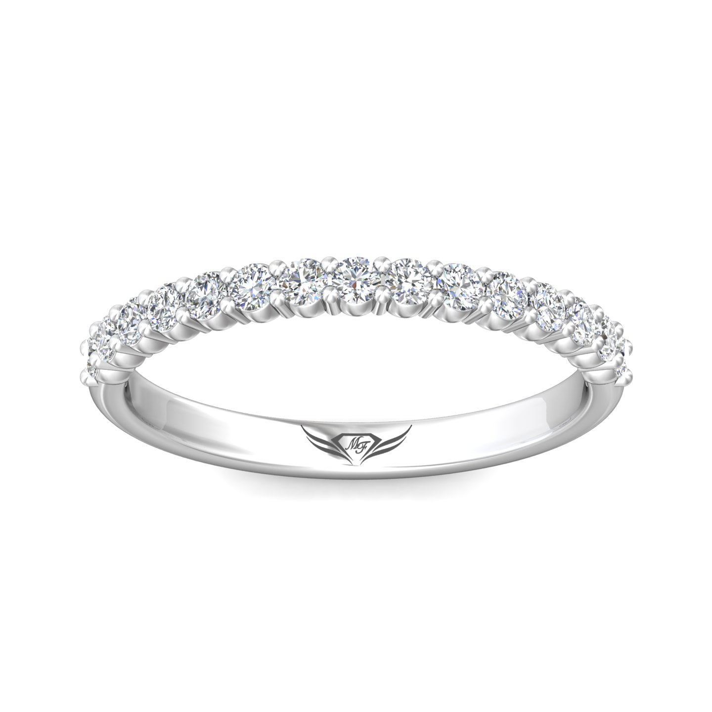 14K White Gold Diamond Wedding Band