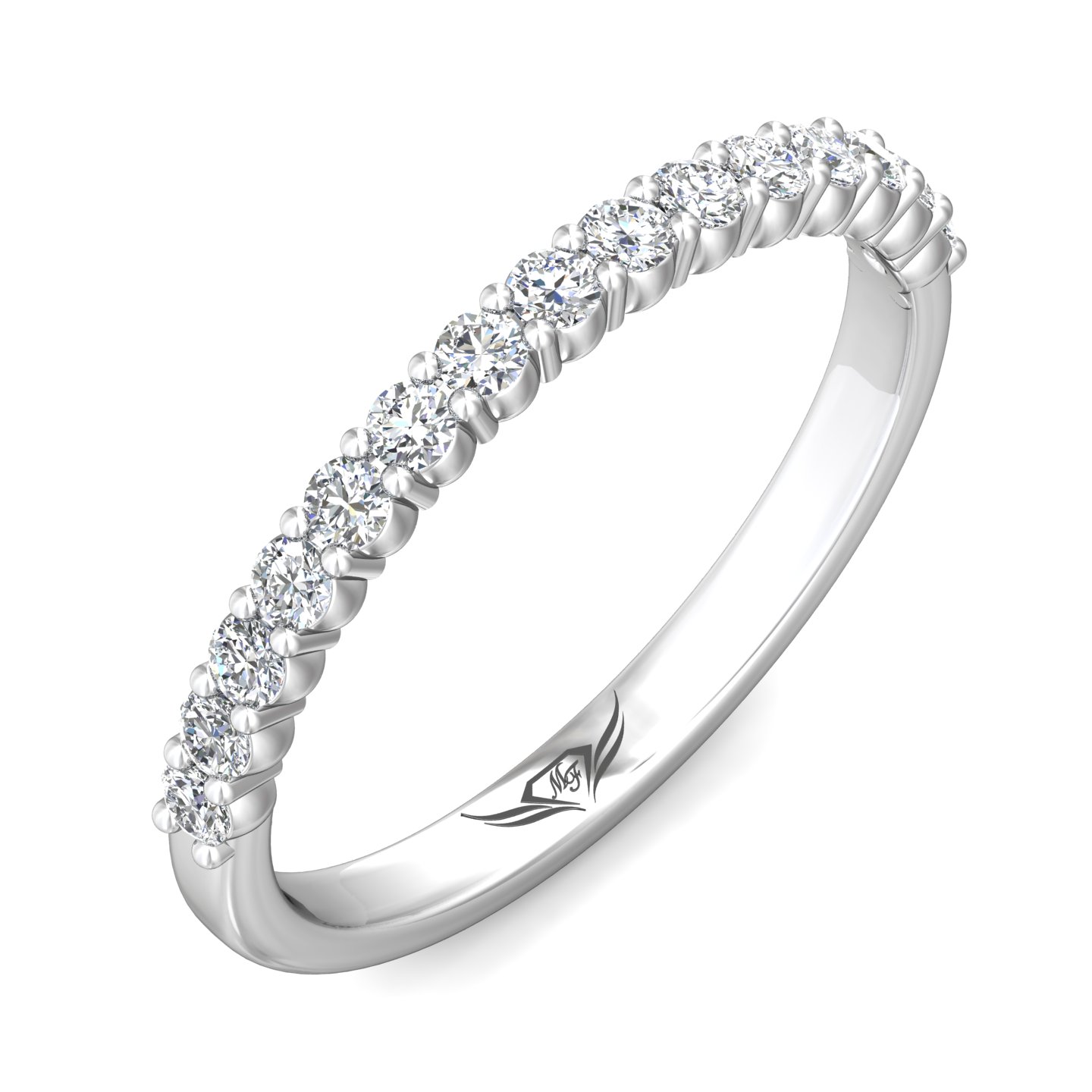 14K White Gold Diamond Wedding Band