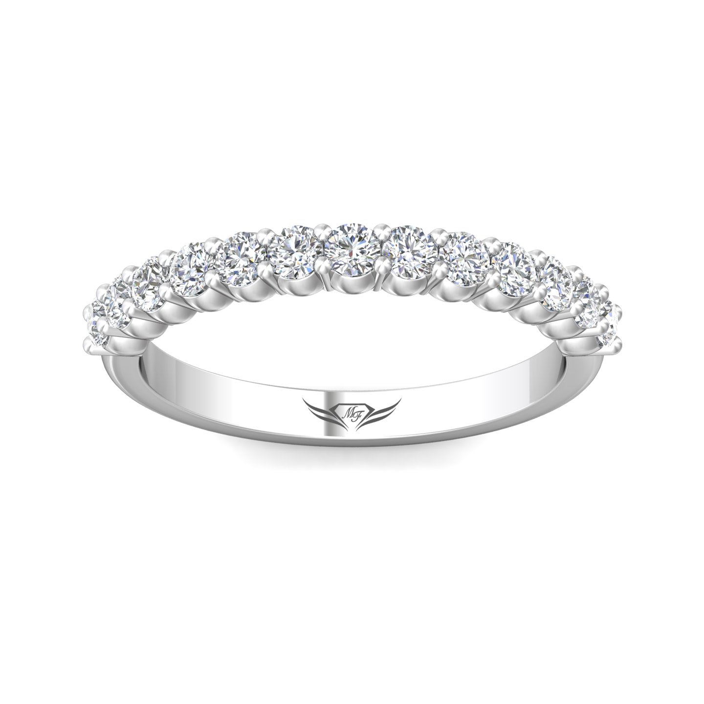 14K White Gold Diamond Wedding Band