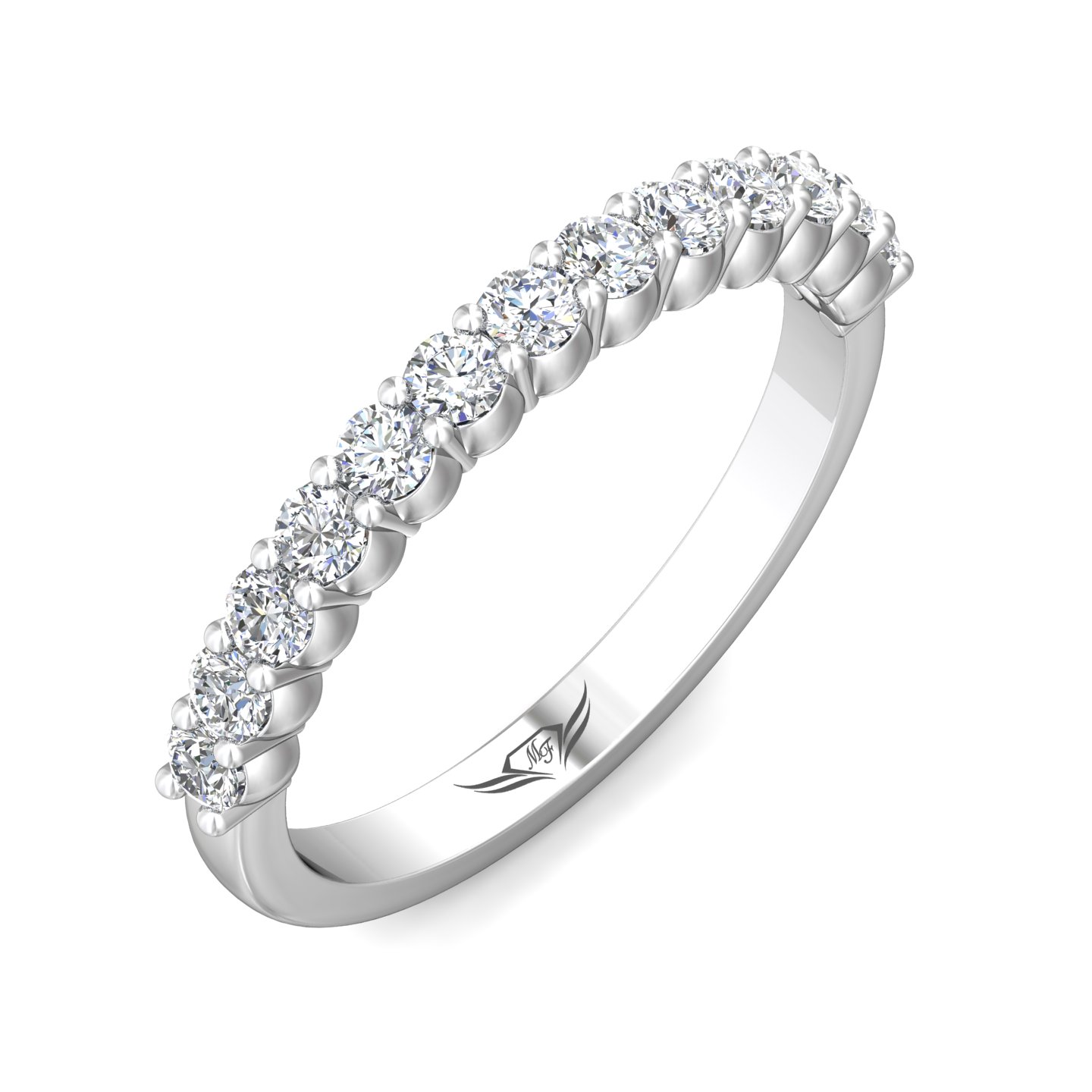 14K White Gold Diamond Wedding Band