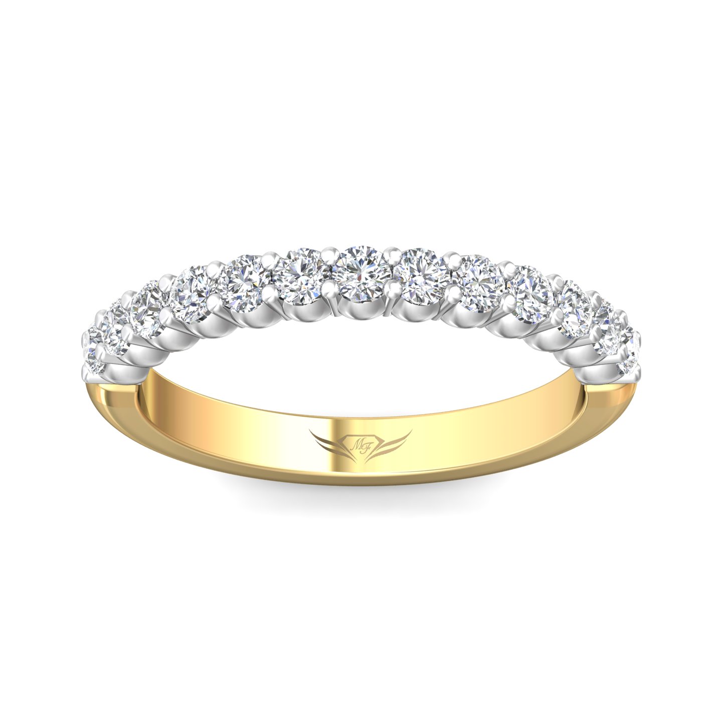 18K White and Yellow Gold Diamond Wedding Band
