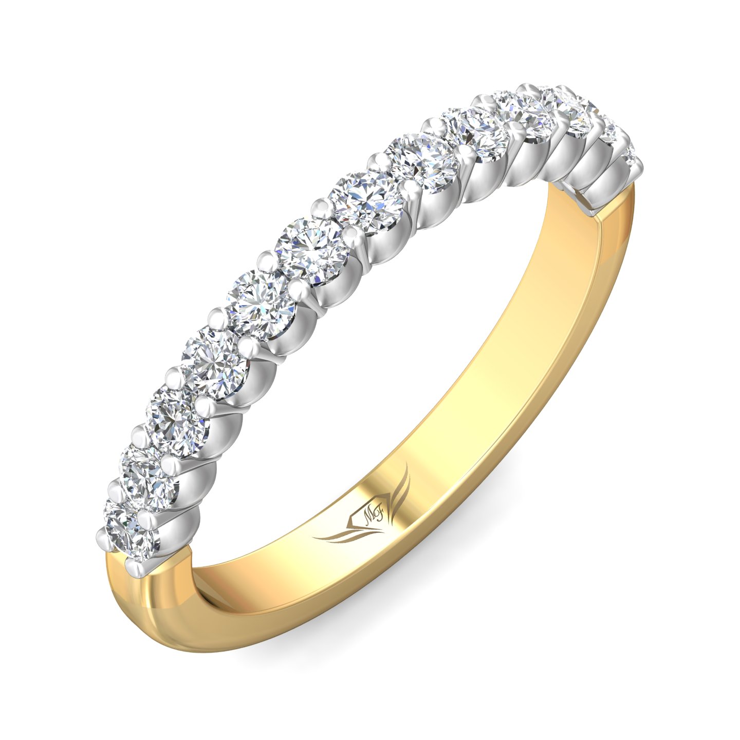 18K White and Yellow Gold Diamond Wedding Band