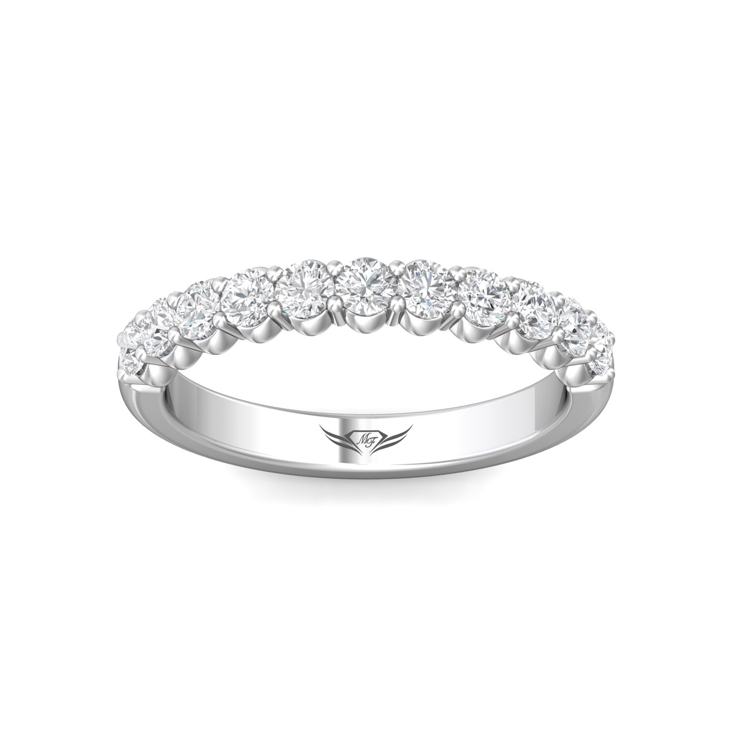 14K White Gold Diamond Wedding Band