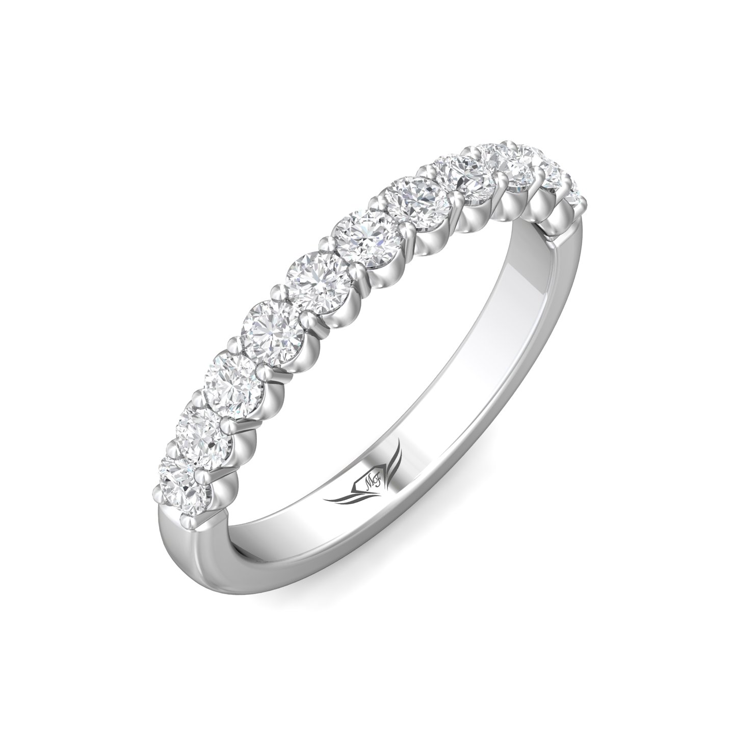 14K White Gold Diamond Wedding Band