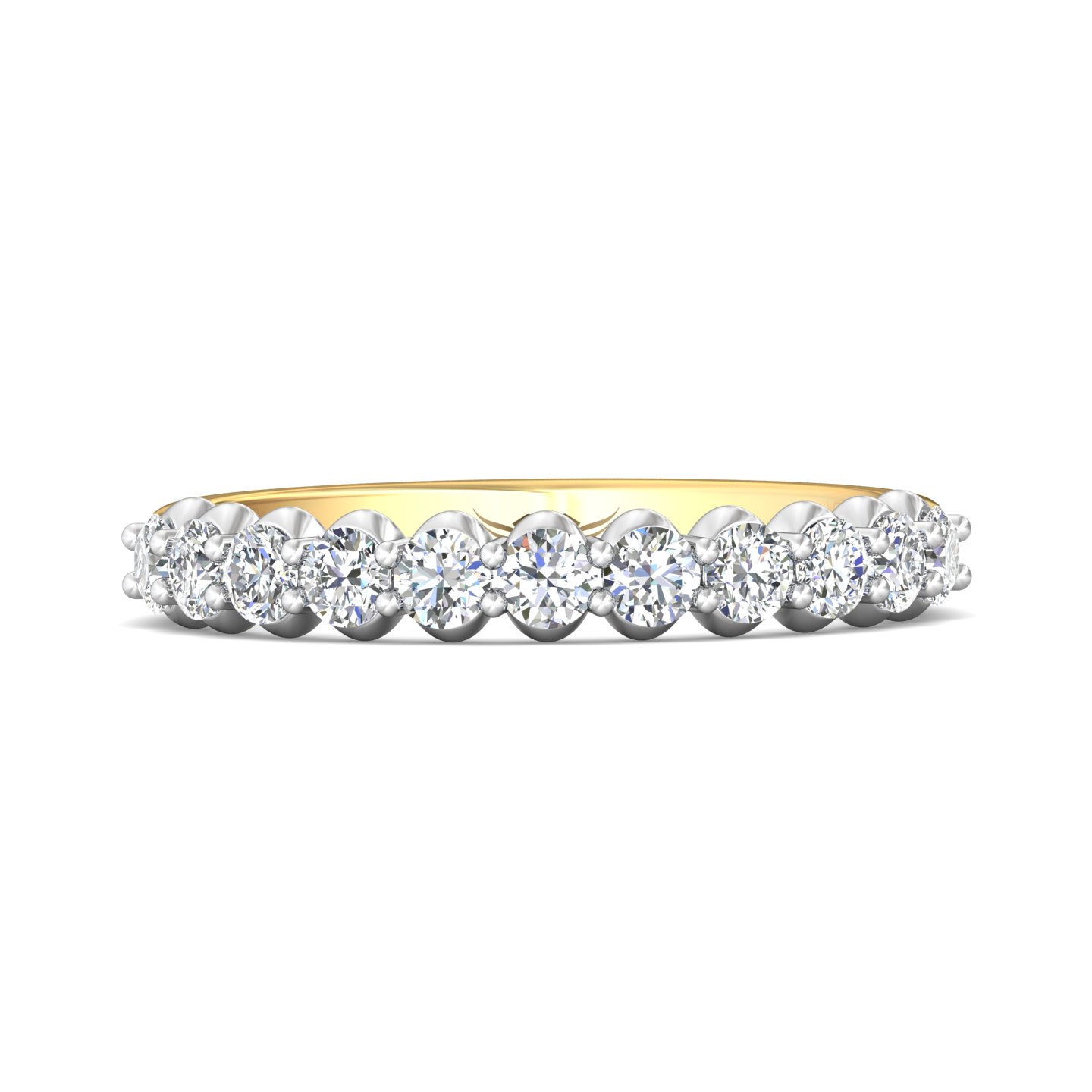 18K White and Yellow Gold Diamond Wedding Band