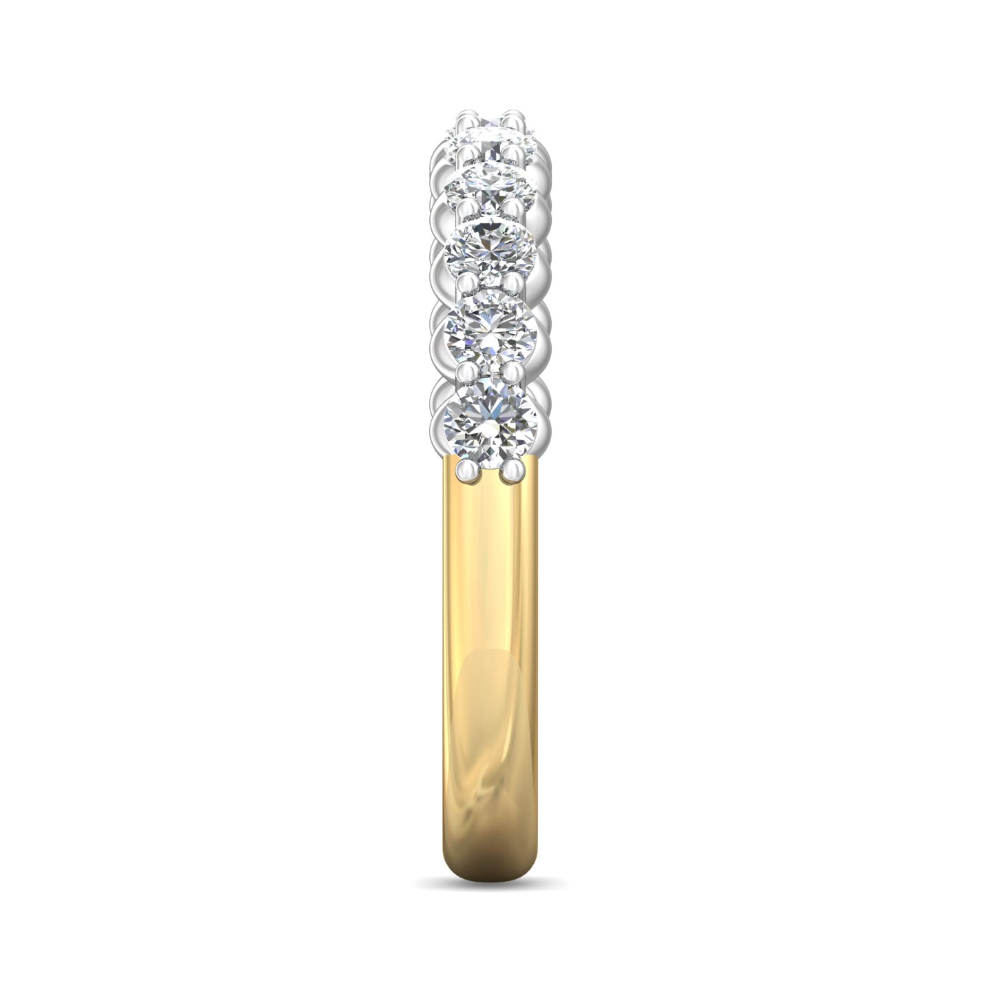 18K White and Yellow Gold Diamond Wedding Band