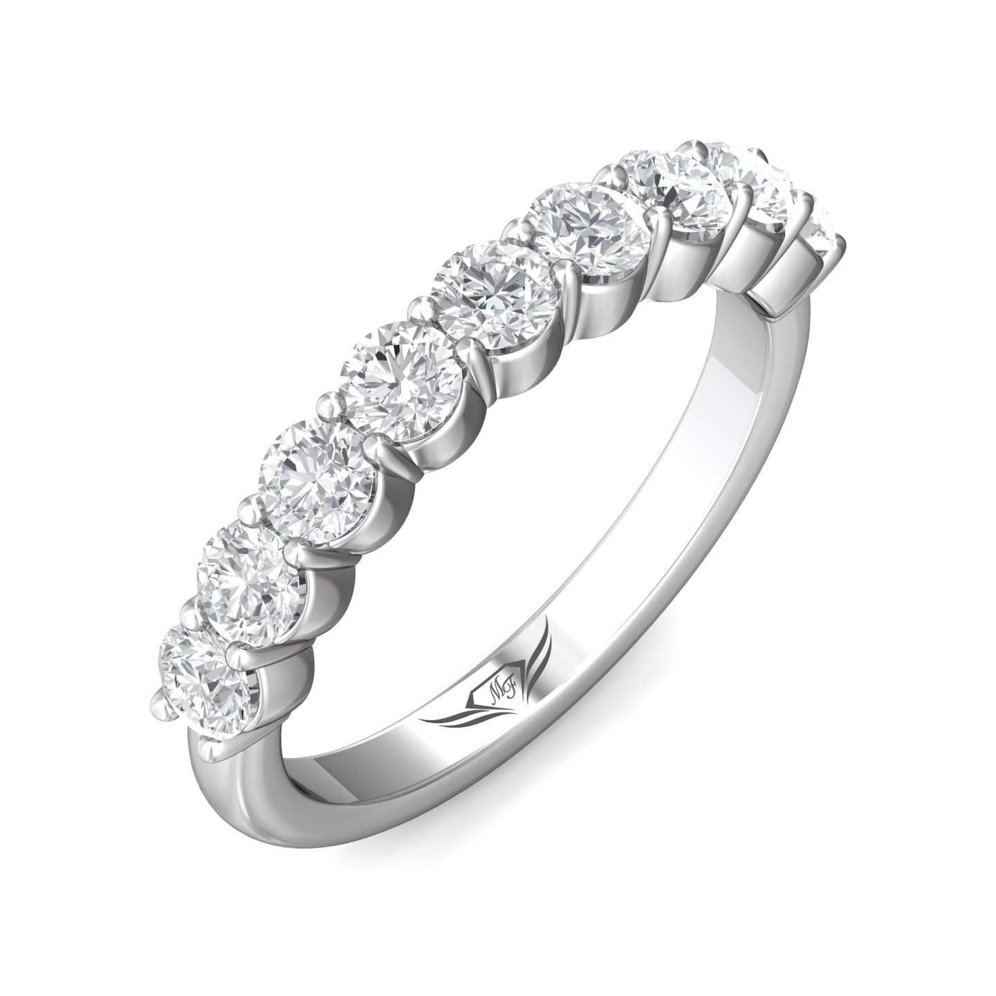 14K White Gold Diamond Wedding Band