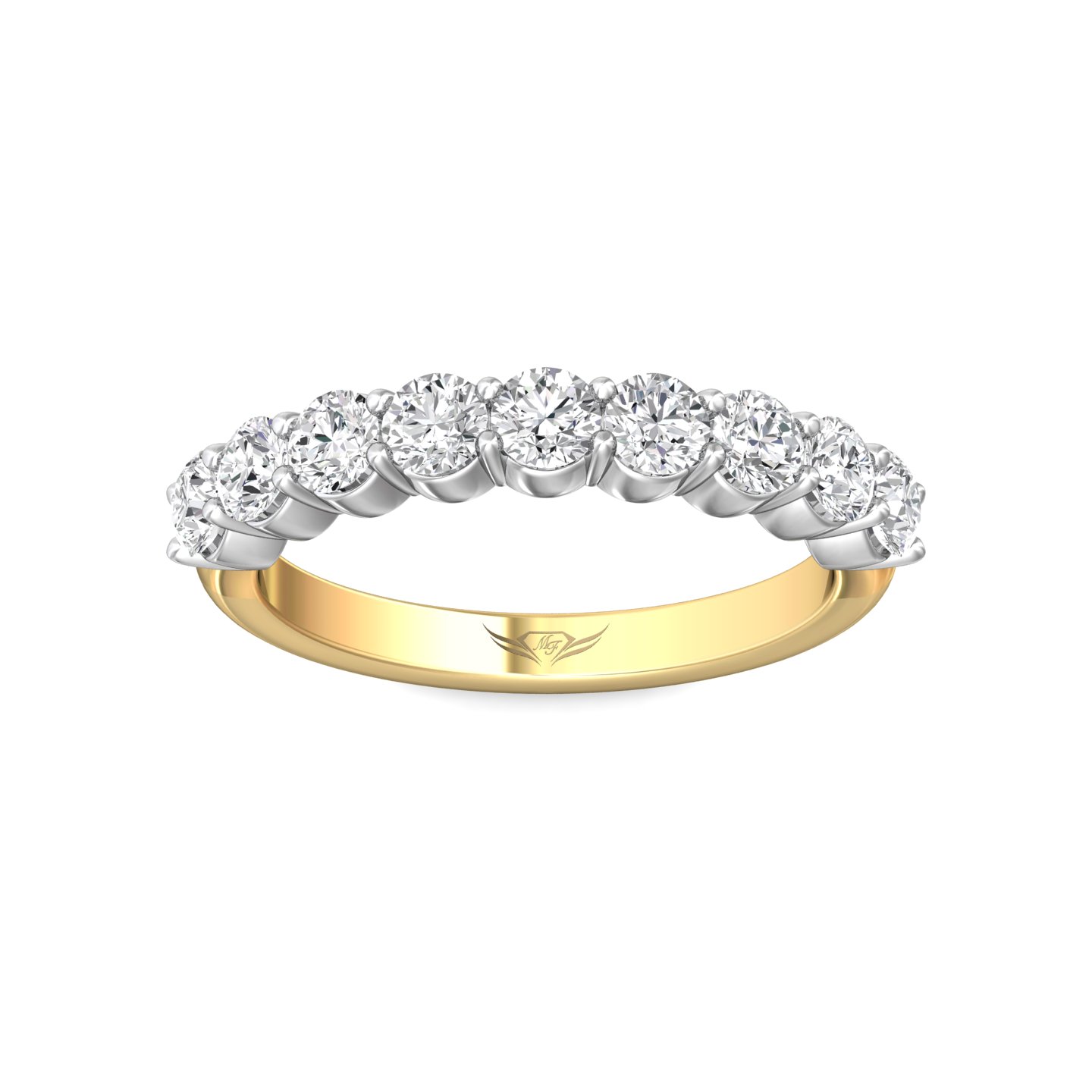 14K Yellow and White Gold Diamond Wedding Band