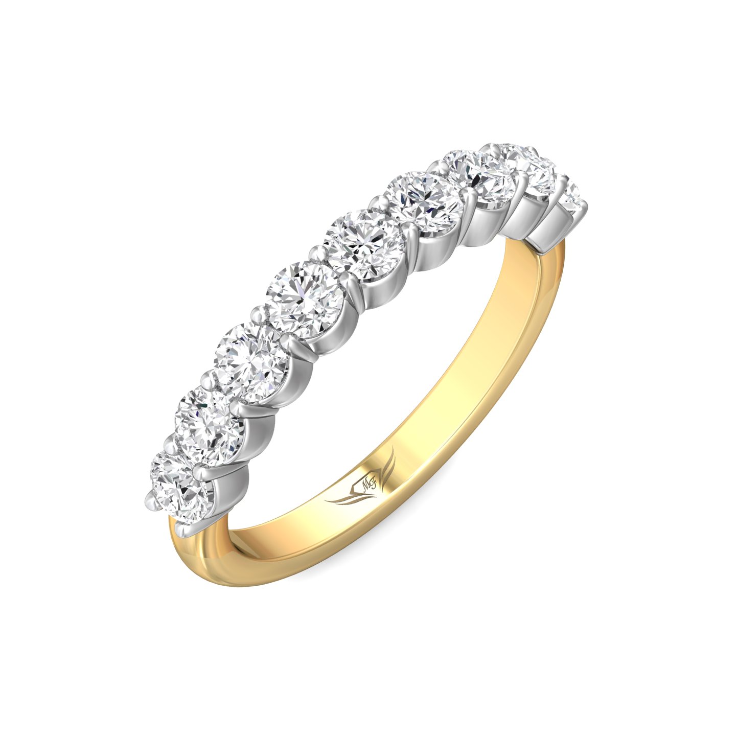 14K Yellow and White Gold Diamond Wedding Band
