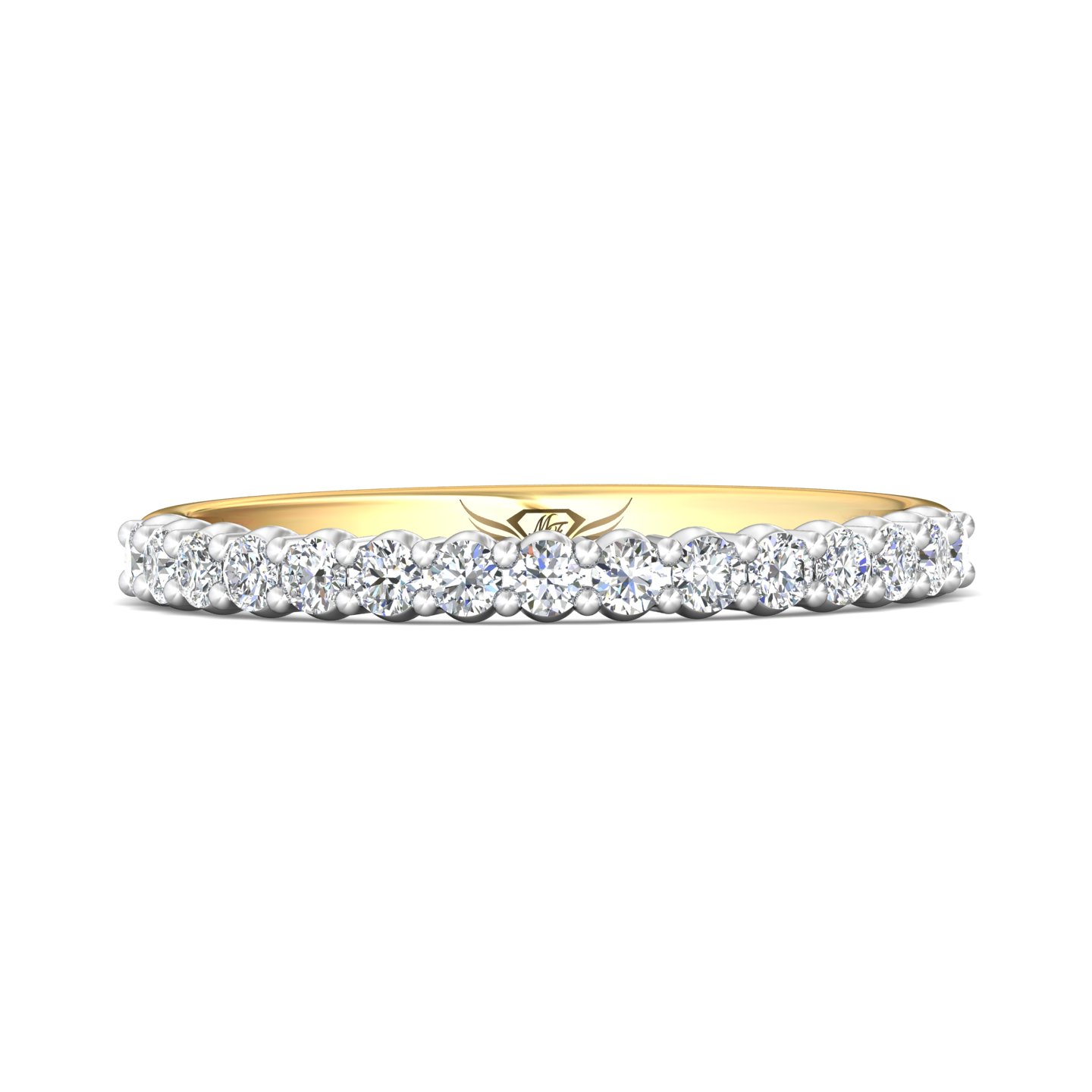 14K Yellow and White Gold Diamond Wedding Band