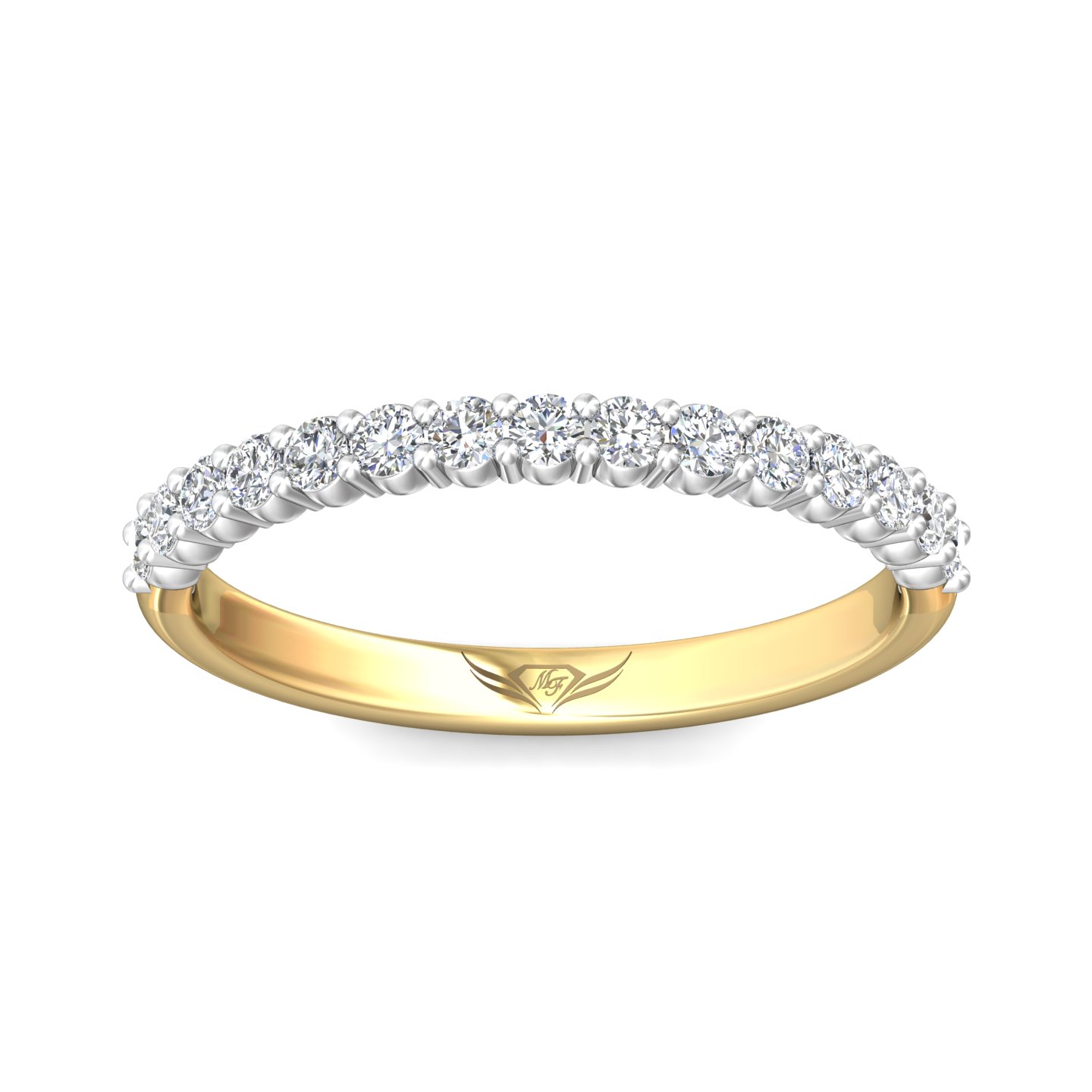 14K Yellow and White Gold Diamond Wedding Band
