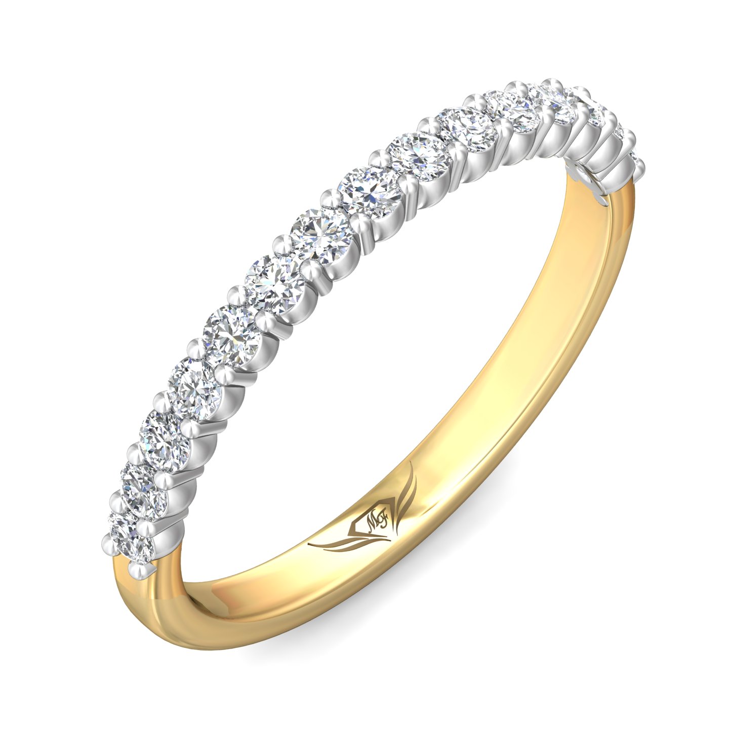 14K Yellow and White Gold Diamond Wedding Band