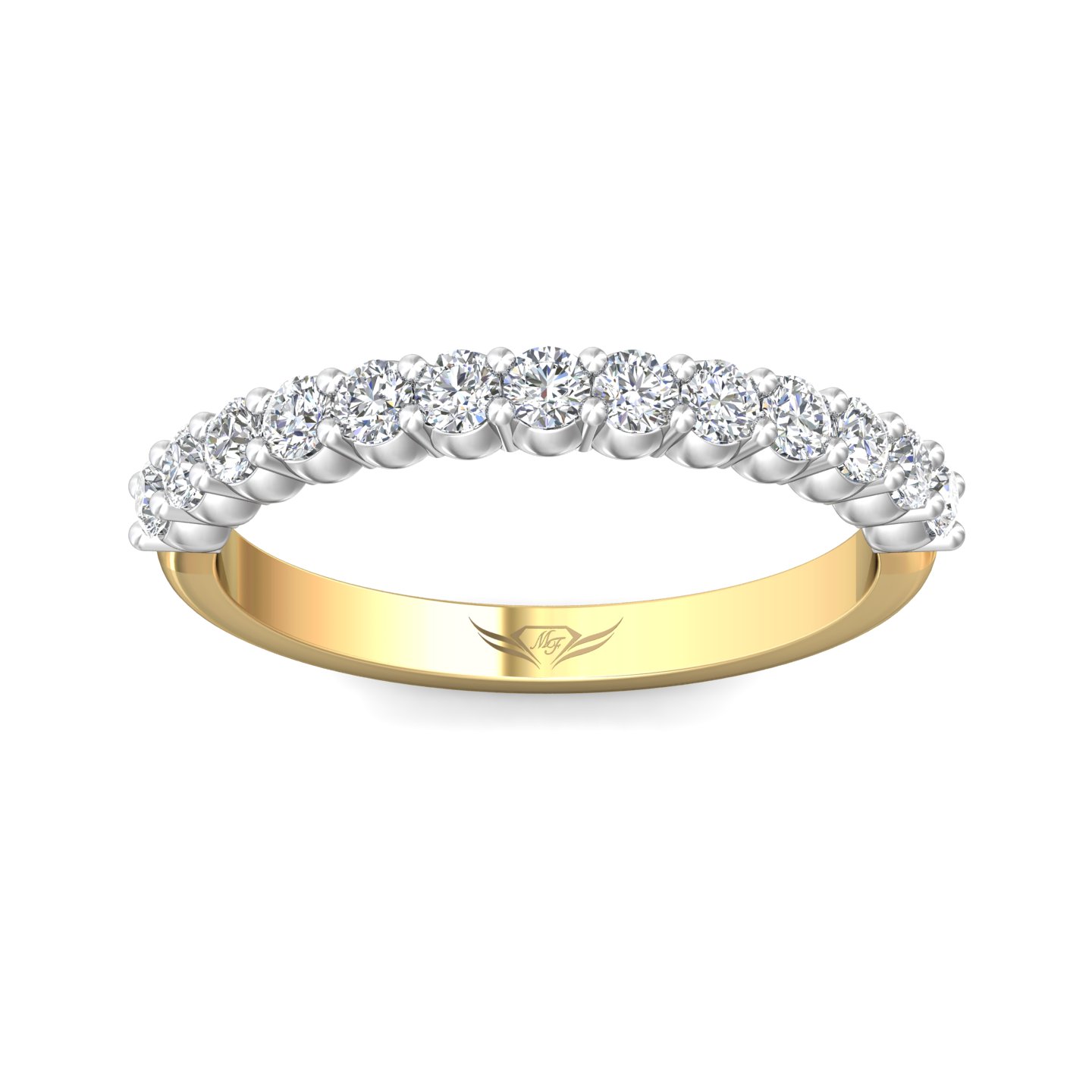 14K Yellow and White Gold Diamond Wedding Band