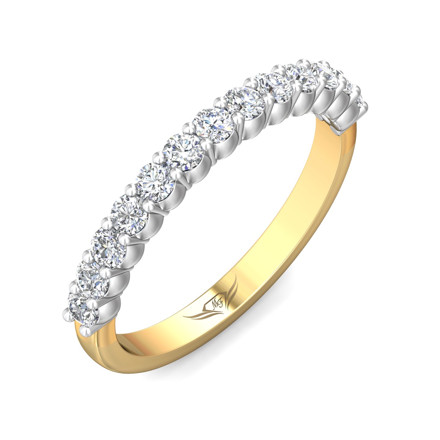 14K Yellow and White Gold Diamond Wedding Band